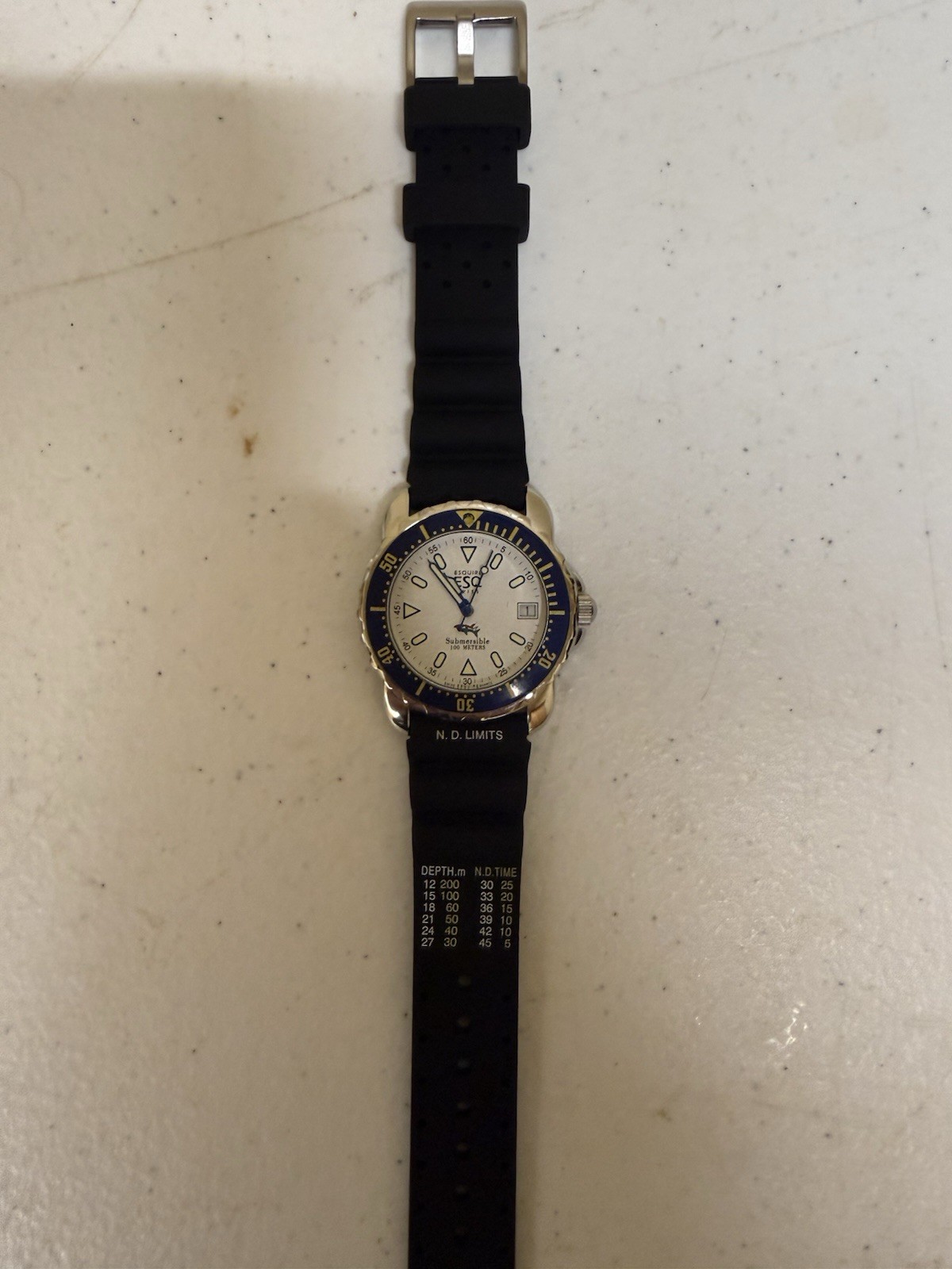 Esquire ESQ Swiss Submersible 100m Quartz Diver, Rotating Bezel, Date