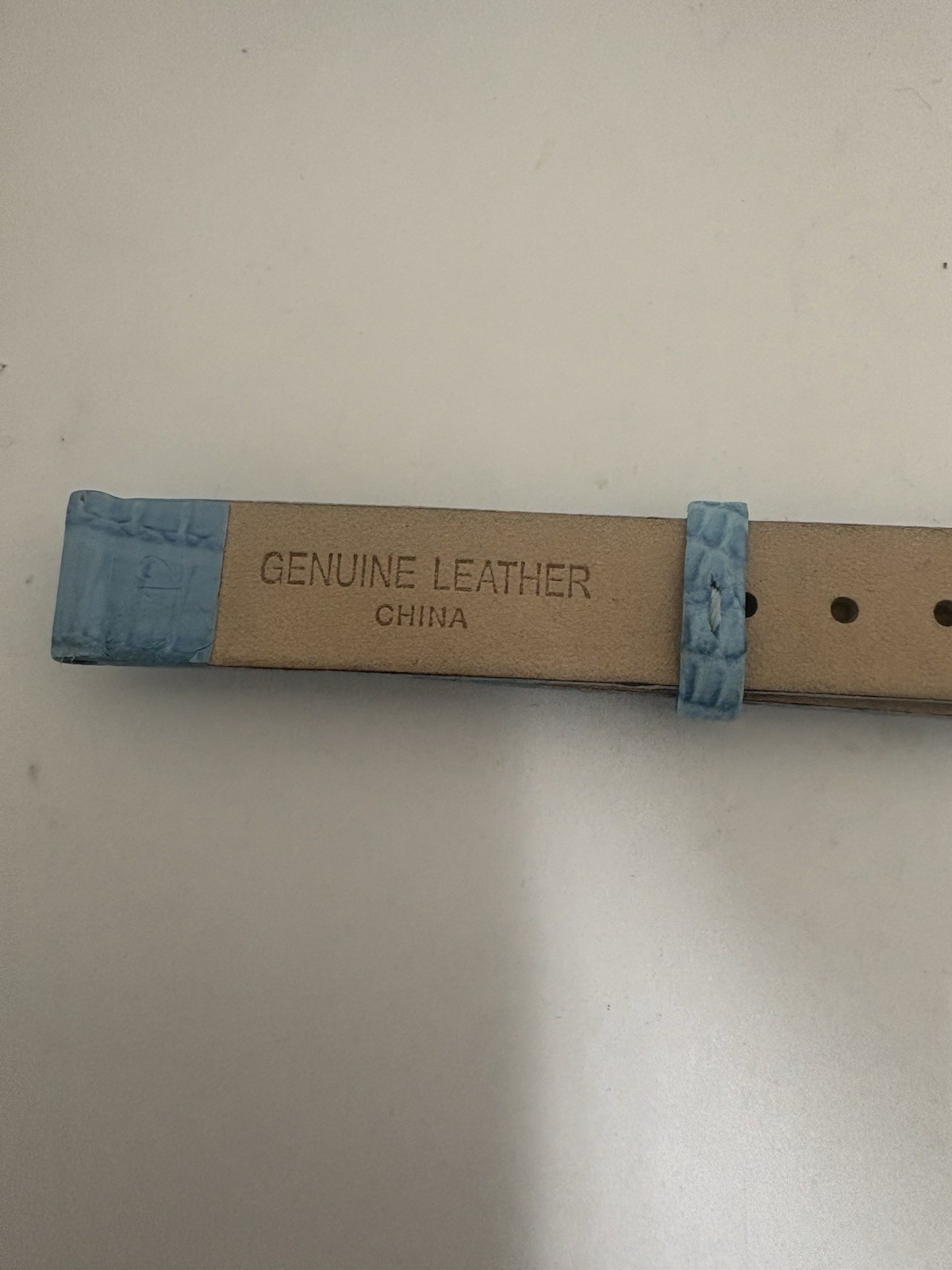 Jean Dousset Light Blue Genuine Leather Band Rhinestone Buckle Women 12mm