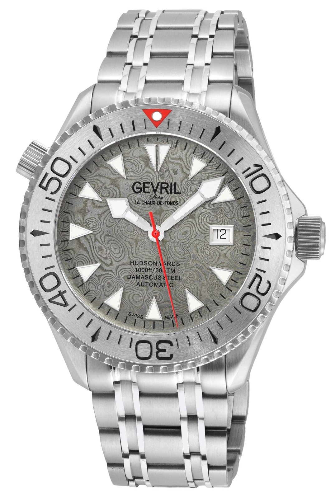 Gevril Hudson Yards -Damascus Stainless Steel 43mm Swiss Automatic Wristwatch 48