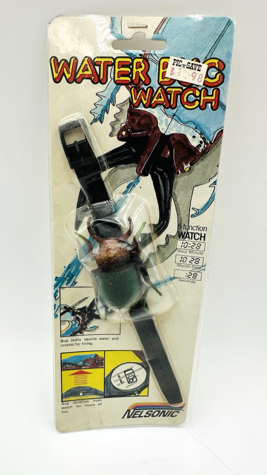 Vintage Rare 1987 Nelsonic Water Bug Digital Kids Watch ( Shoots Water)