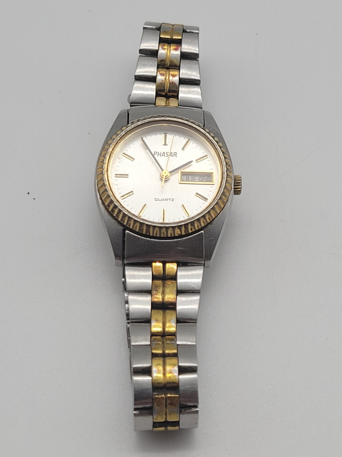 Vintage Phasar Two Tone Watch V248 0080 Oyster Chrono Sears Ladies Untested