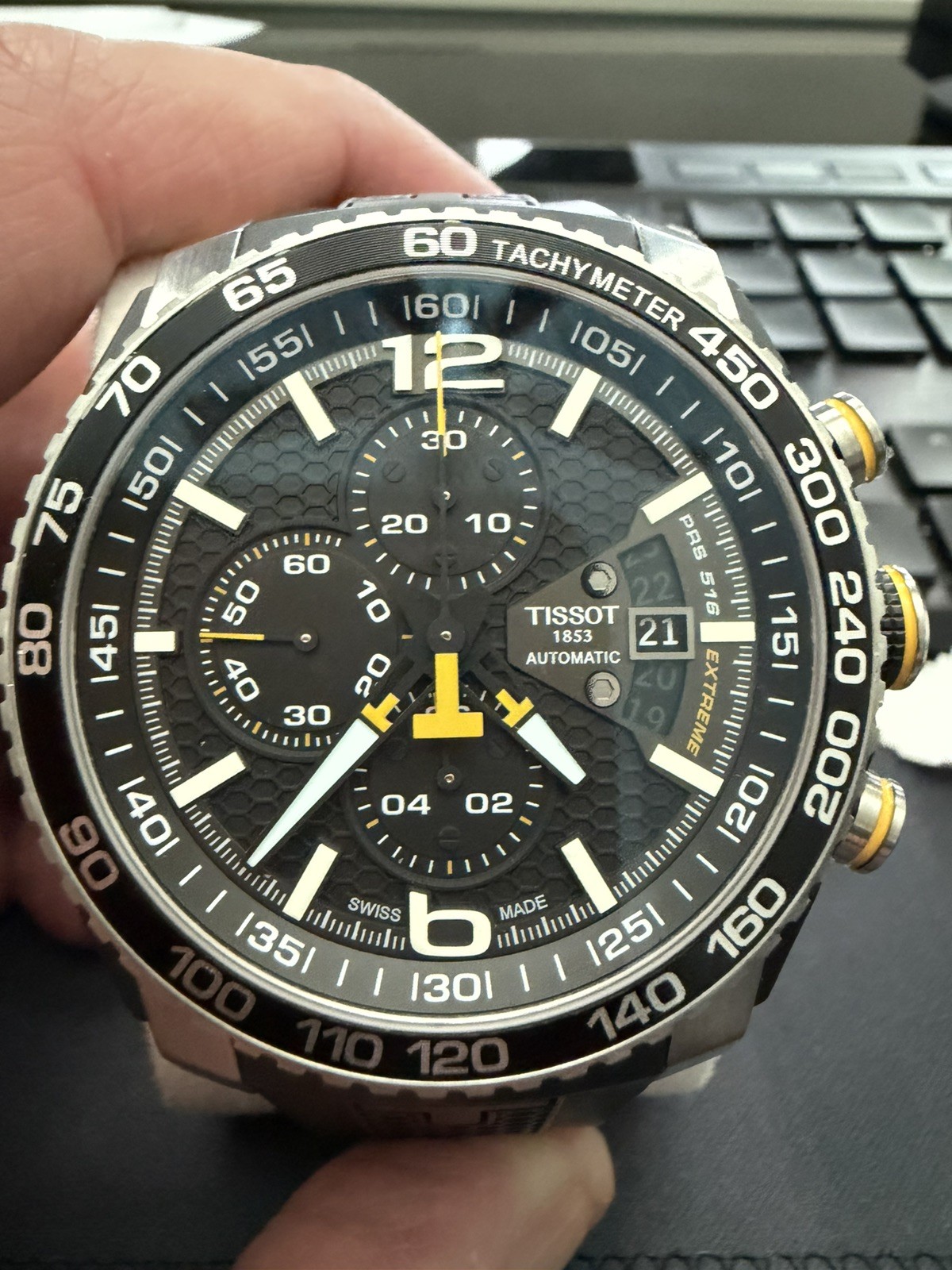 Tissot PRS 516 Extreme Automatic Chronograph T079427A Black Yellow Swiss Watch
