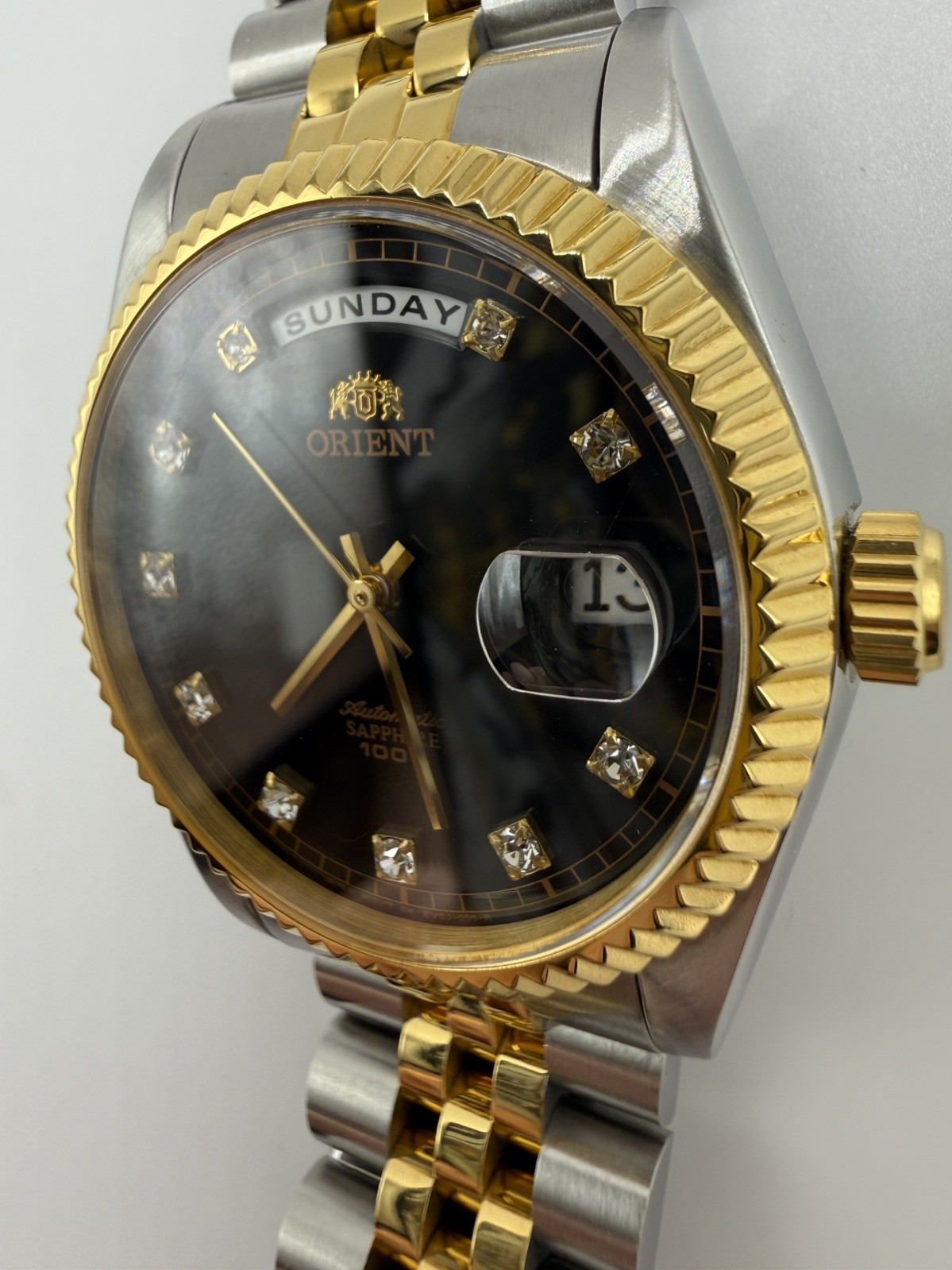 Rare Orient President Day Date Automatic, Two Tone, Black dial, Diamond Indices