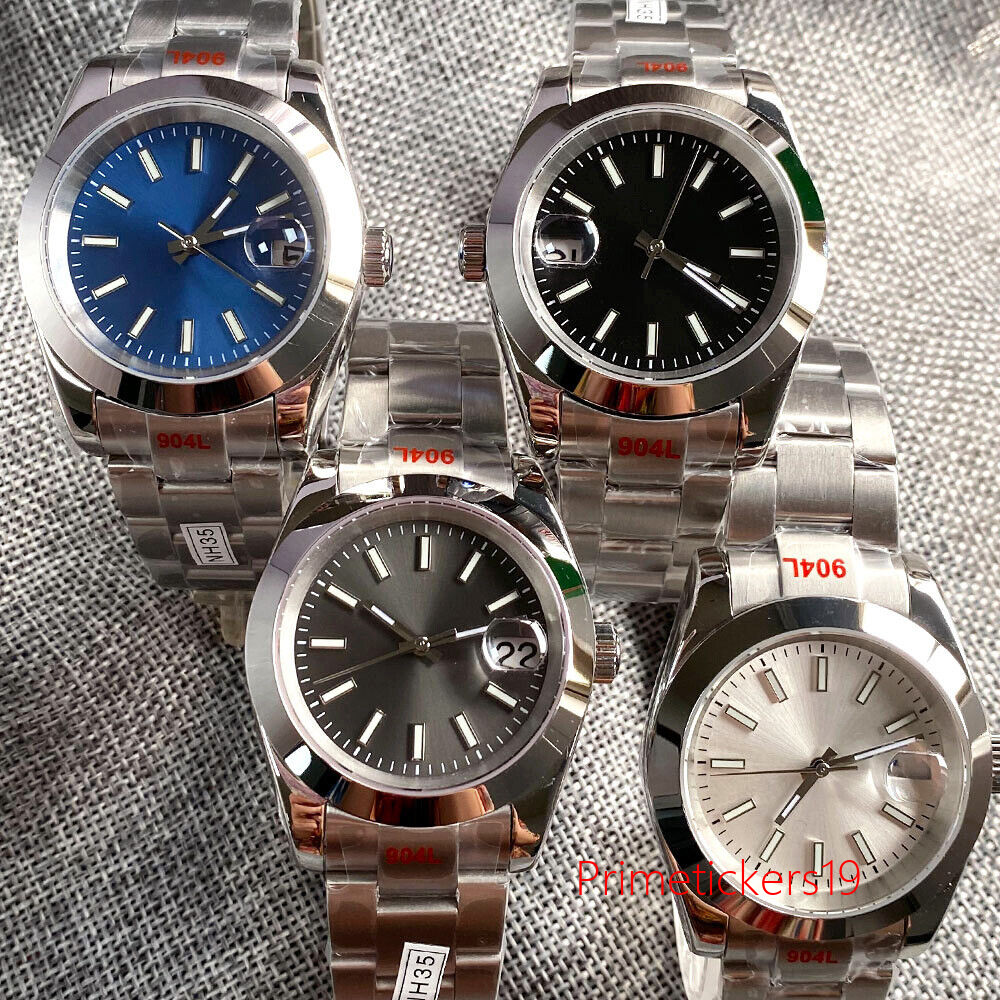 Blue/White/Grey Sunburst Dial Polished Bezel 36mm/39mm NH35A Automatic Men Watch