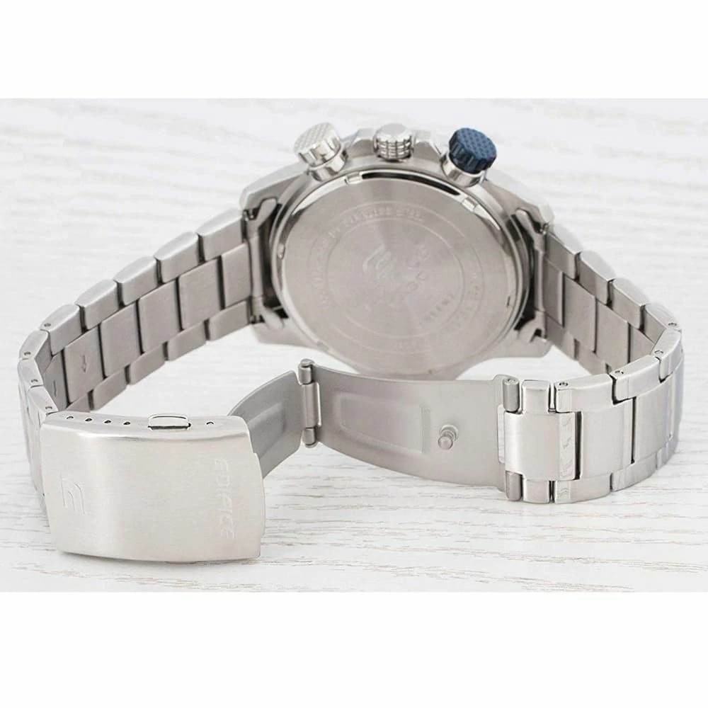 Casio Edifice Chronograph Men’s Watch Blue Dial Silver Stainless Steel WR100M