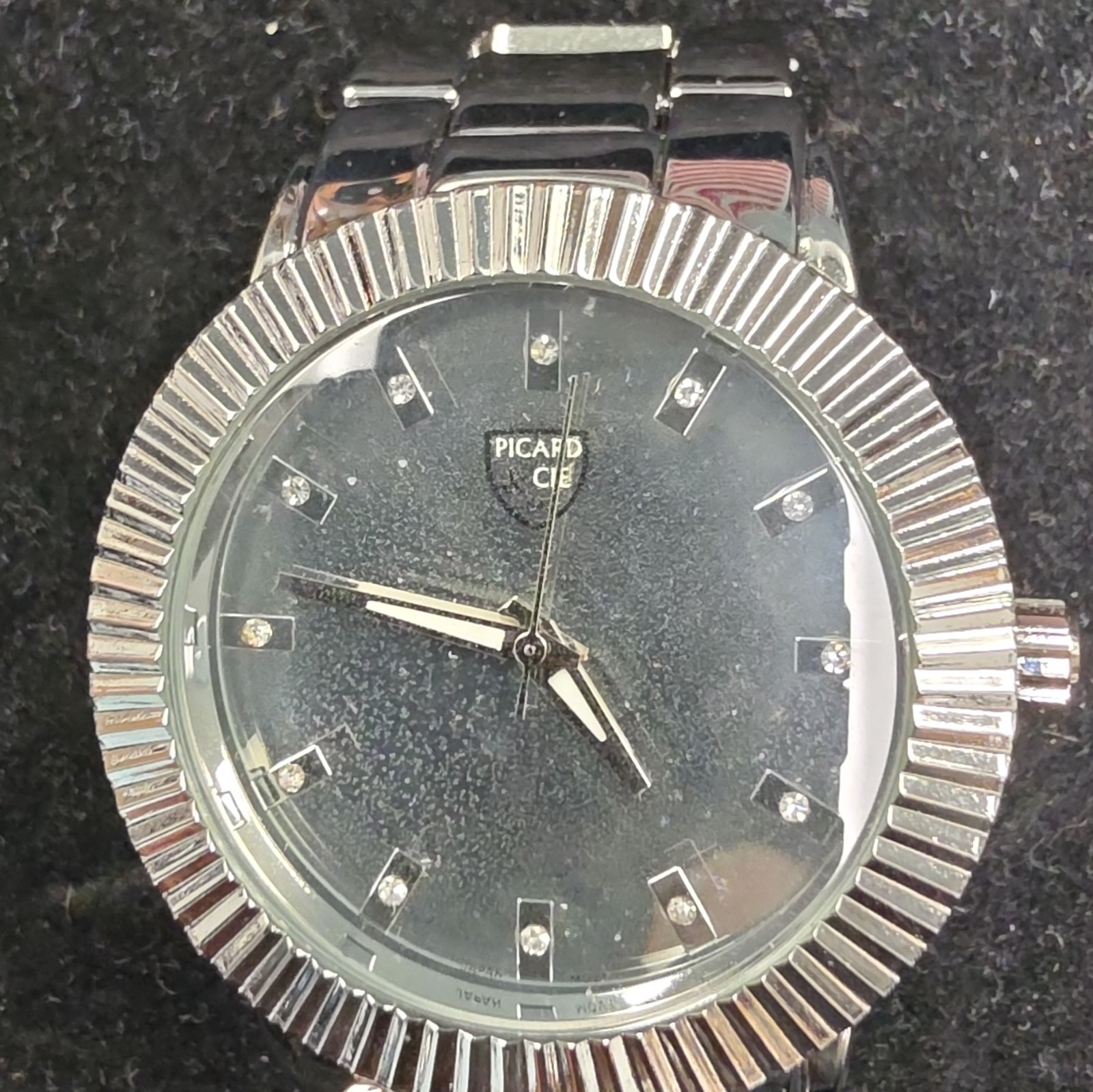 Picard & Cie Quartz 36-39.9mm Silver Stainless Steel Black Dial Fluted Bezel