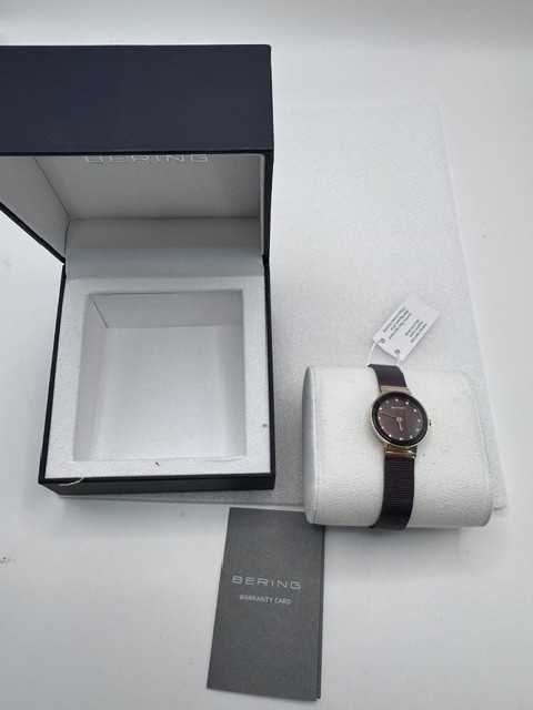 Bering Classic 10124-265 Brown MOP Dial Rose Gold Tone Bracelet Women’s Watch