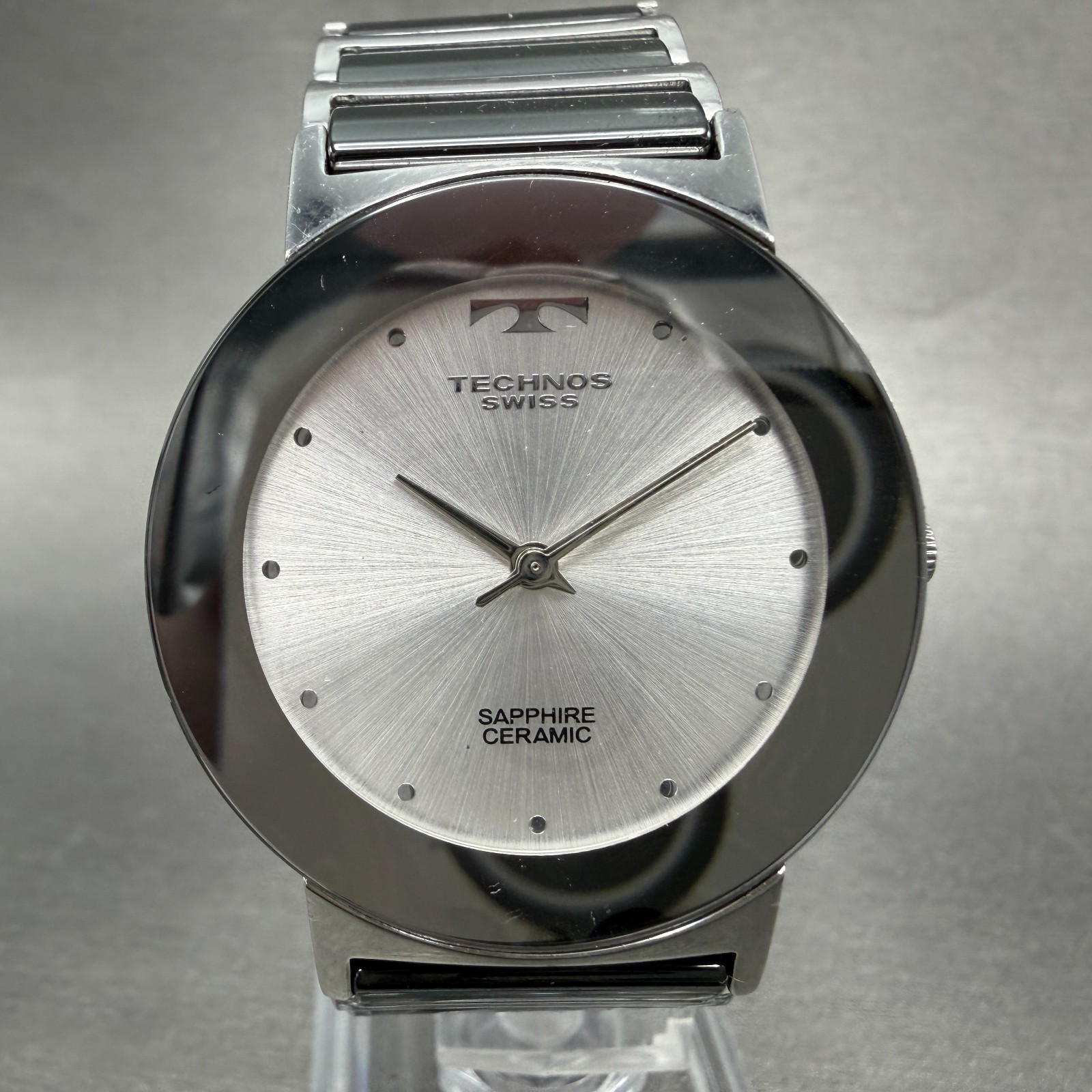 Technos Watch Men 33mm Silver Dial Silver Tone Round TBM674 New Battery