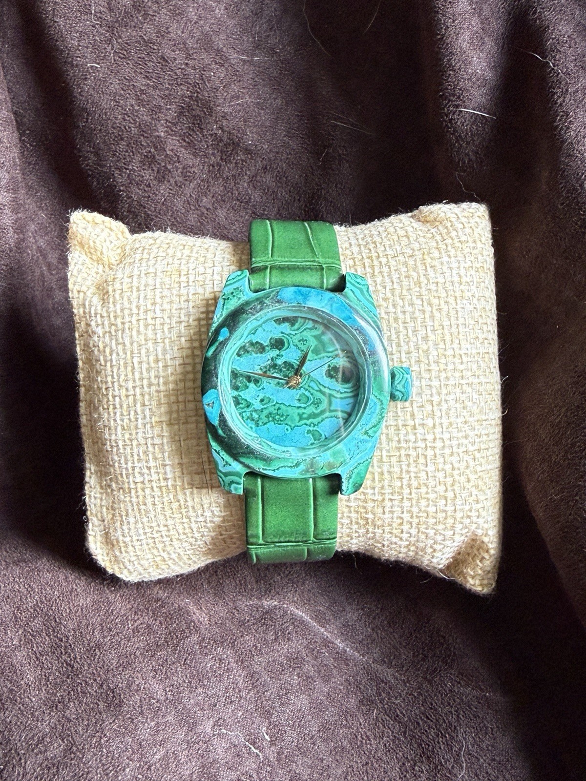 Artisan Stone Watch Handmade from Malachite Chrysocolla | One of a Kind