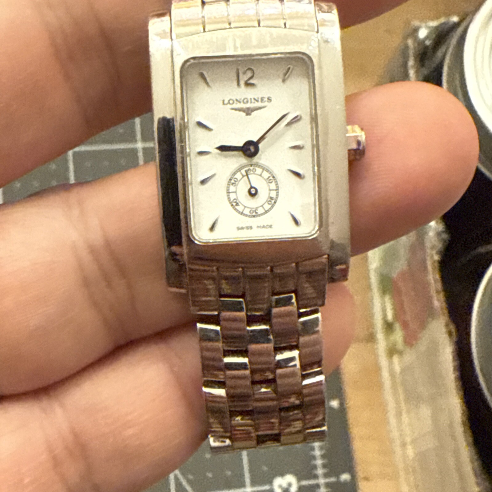 Longines Dolce Vita White Women’s Watch Swiss Made New Battery Tank Sub Second