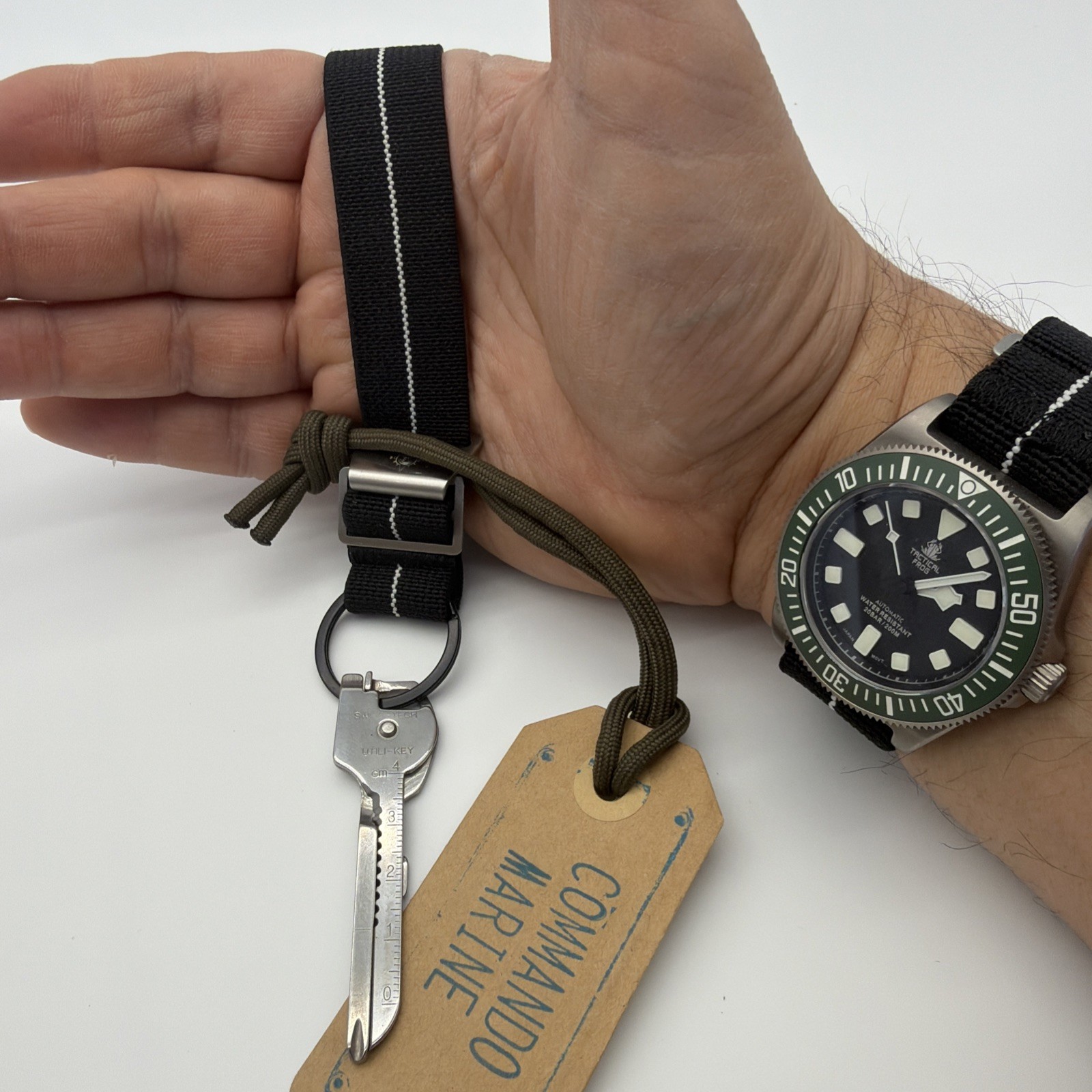 Tactical Frog Titanium NH35A Mechanical Watch Green Bezel Black Dial Fixed Lugs
