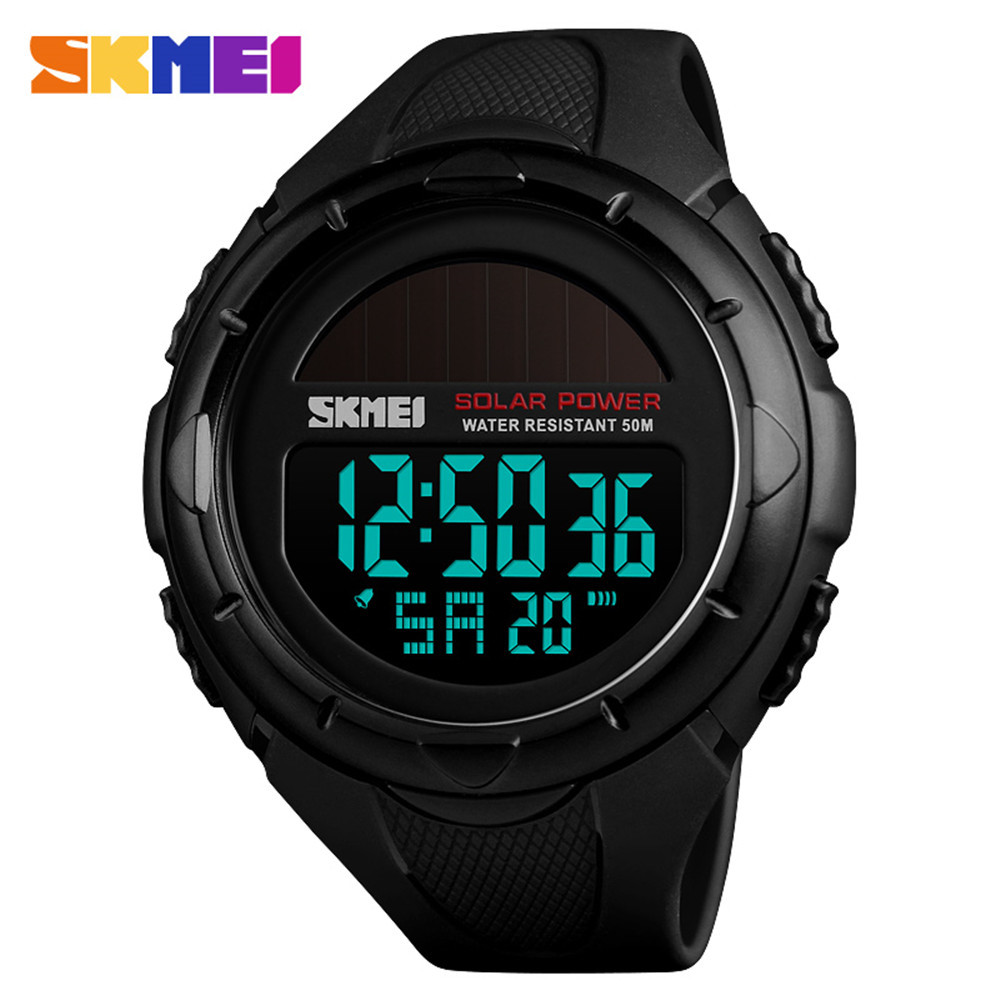 SKMEI Sport Watch Boy Solar Power Watches Men LED Digital Countdown Wristwatch