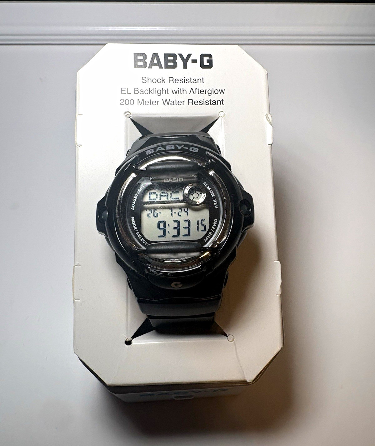 Casio Baby-G Black Digital Quartz 200m Shock Resistant Resin Watch w/ Box