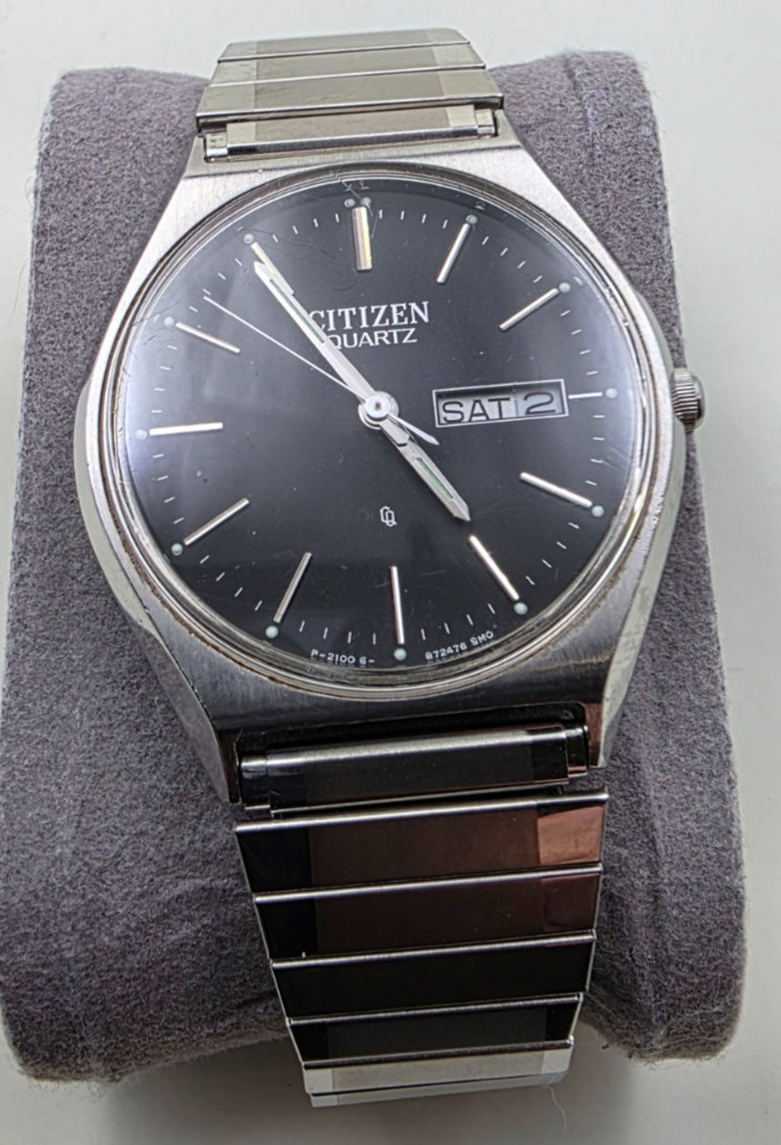 Vintage (12/84) Citizen CQ Quartz Day-Date 2100-891554 New Battery