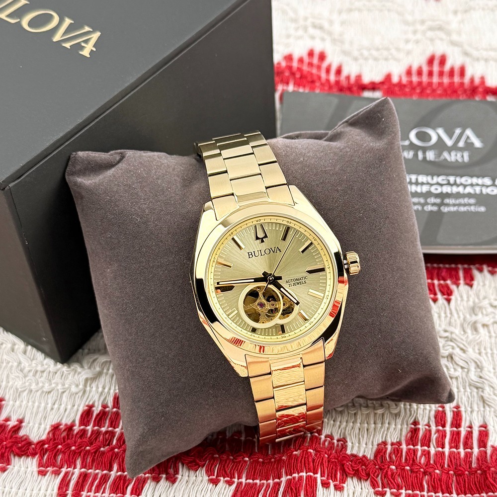 Bulova 97A182 Surveyor Men’s Gold-Tone Dial Stainless Steel Automatic Watch 39mm