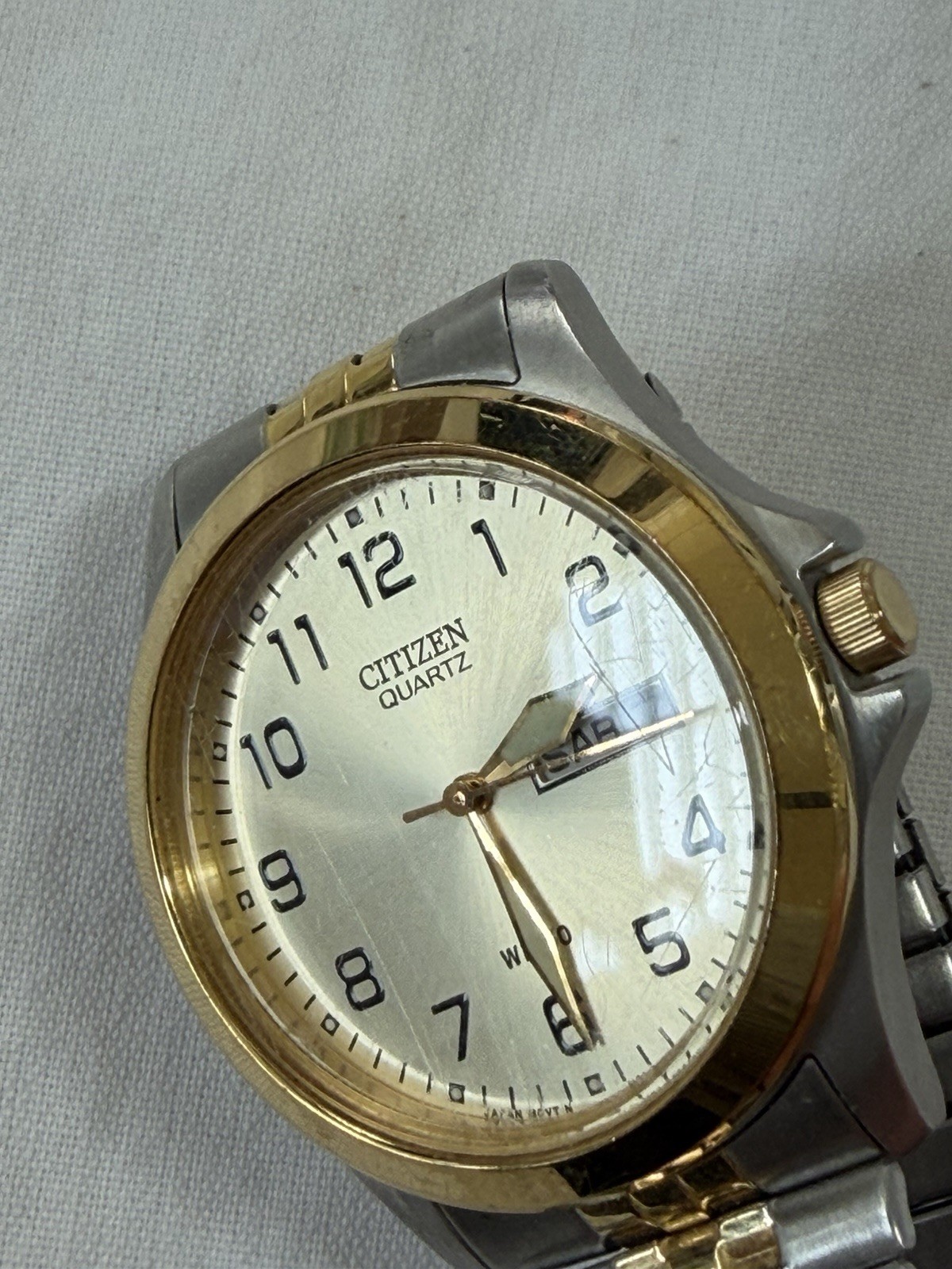 Citizen Quartz 1102-S056039 Men’s Two Tone Day Date Champ Dial Expand Band