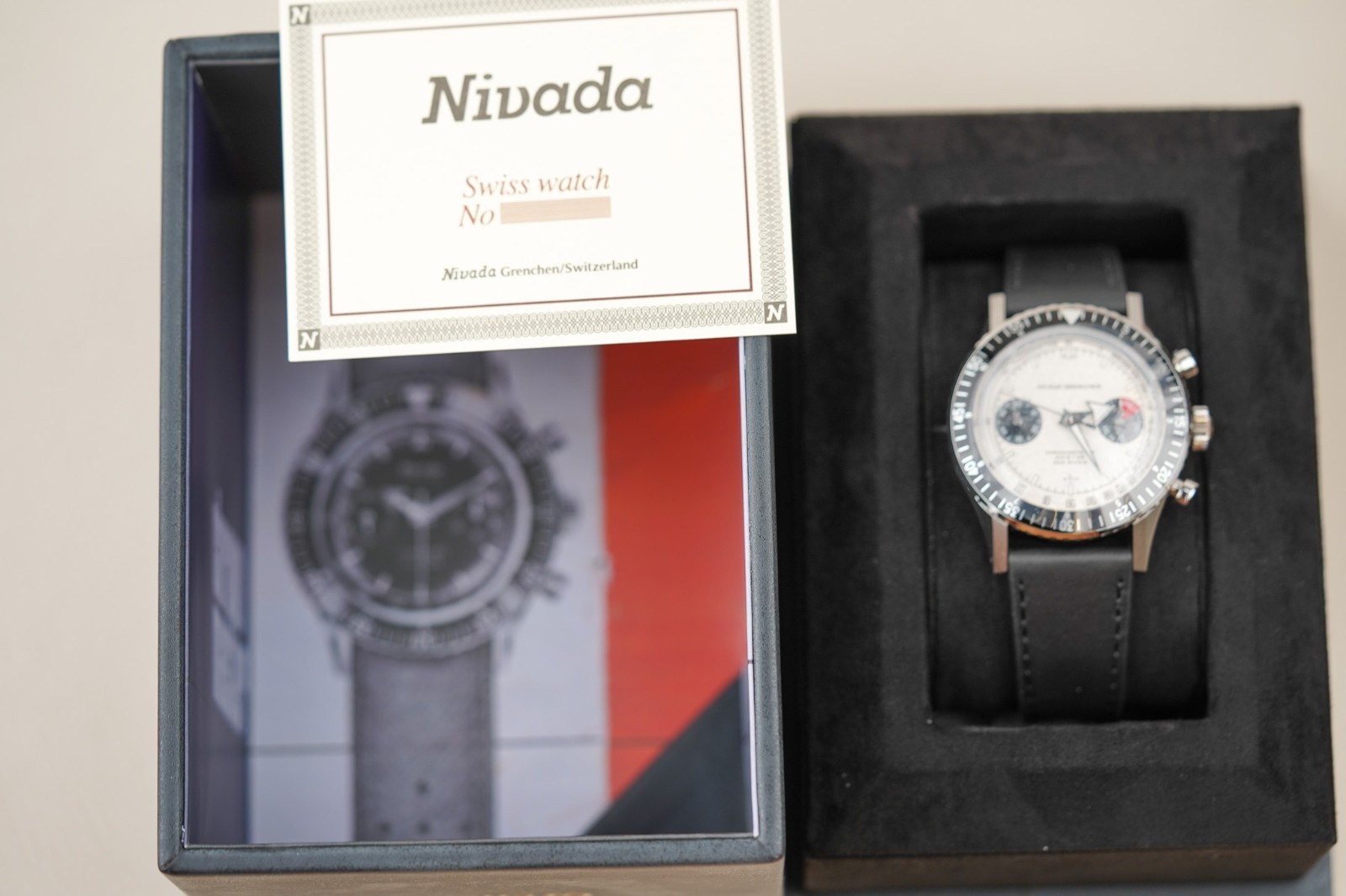 Nivada Grenchen Chronomaster White Panda Inter.Bezel 86010WM03LC Men’s Watch
