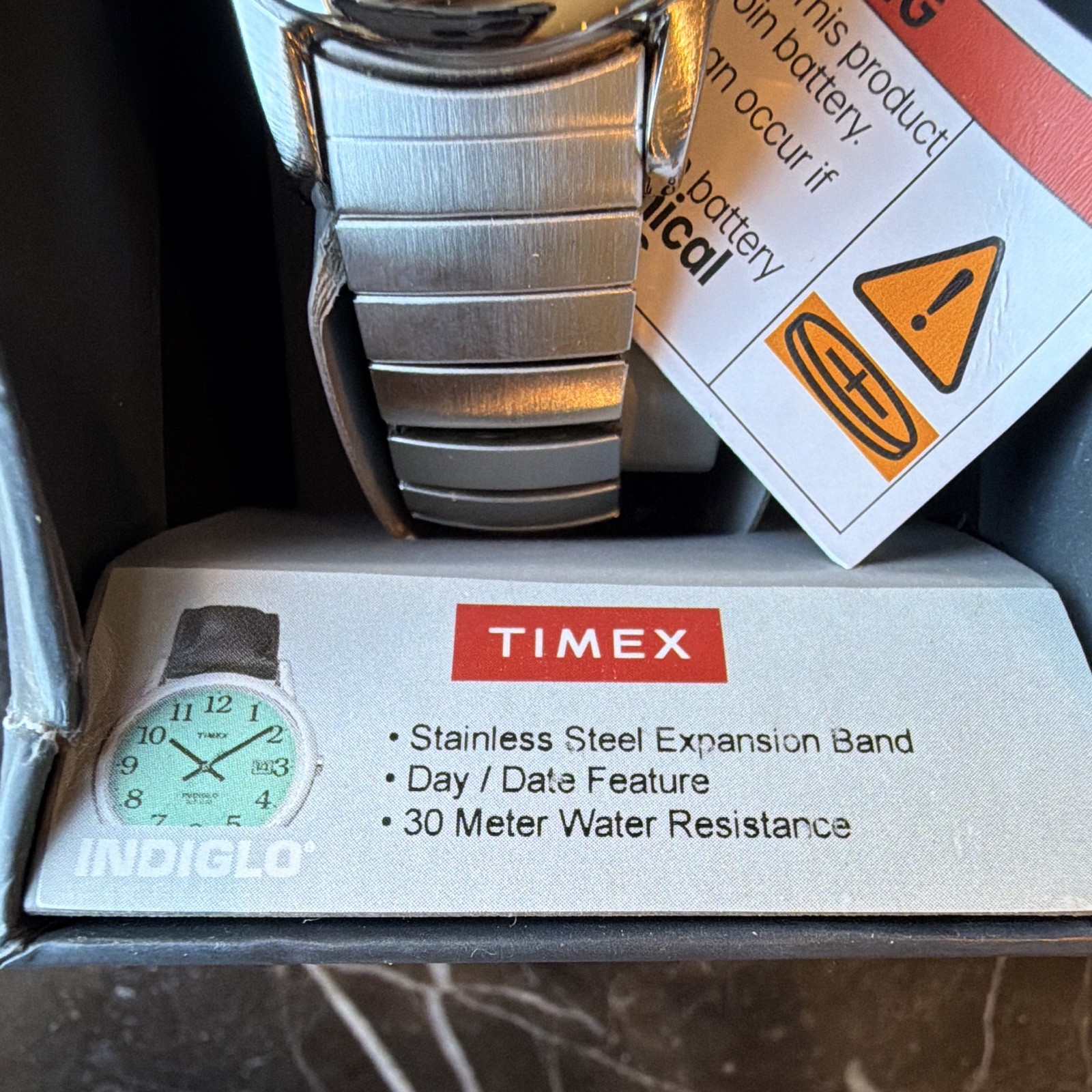 Men’s Timex Indiglo Easy Reader Stretch Band Silver With Blue Face