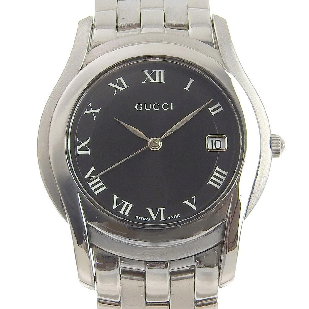 GUCCI 5500M Watches Stainless Steel Quartz Analog display mens blackDial