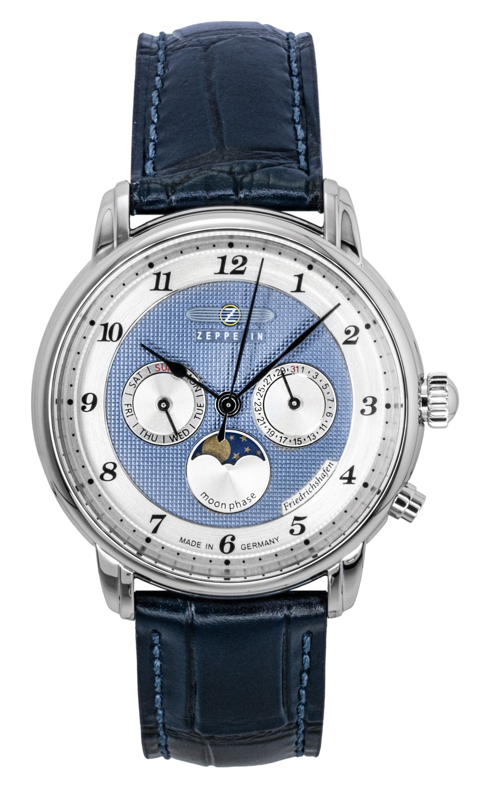 Zeppelin Friedrichshafen Blue Leather Strap Blue Dial Quartz 85363 Men’s Watch