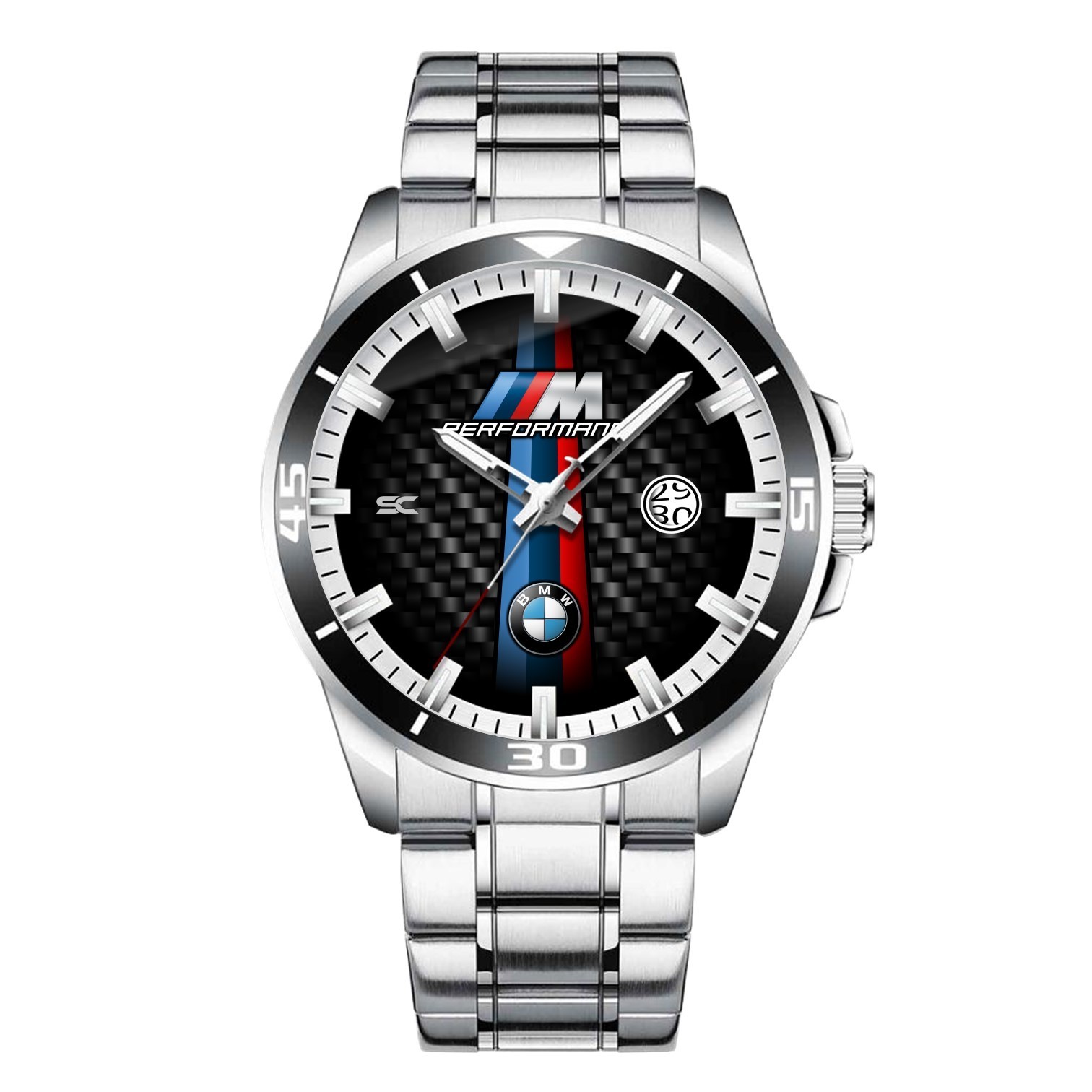 BMW M Performance Heritage Stripe M3 Steel Wrist Watch for Lovers