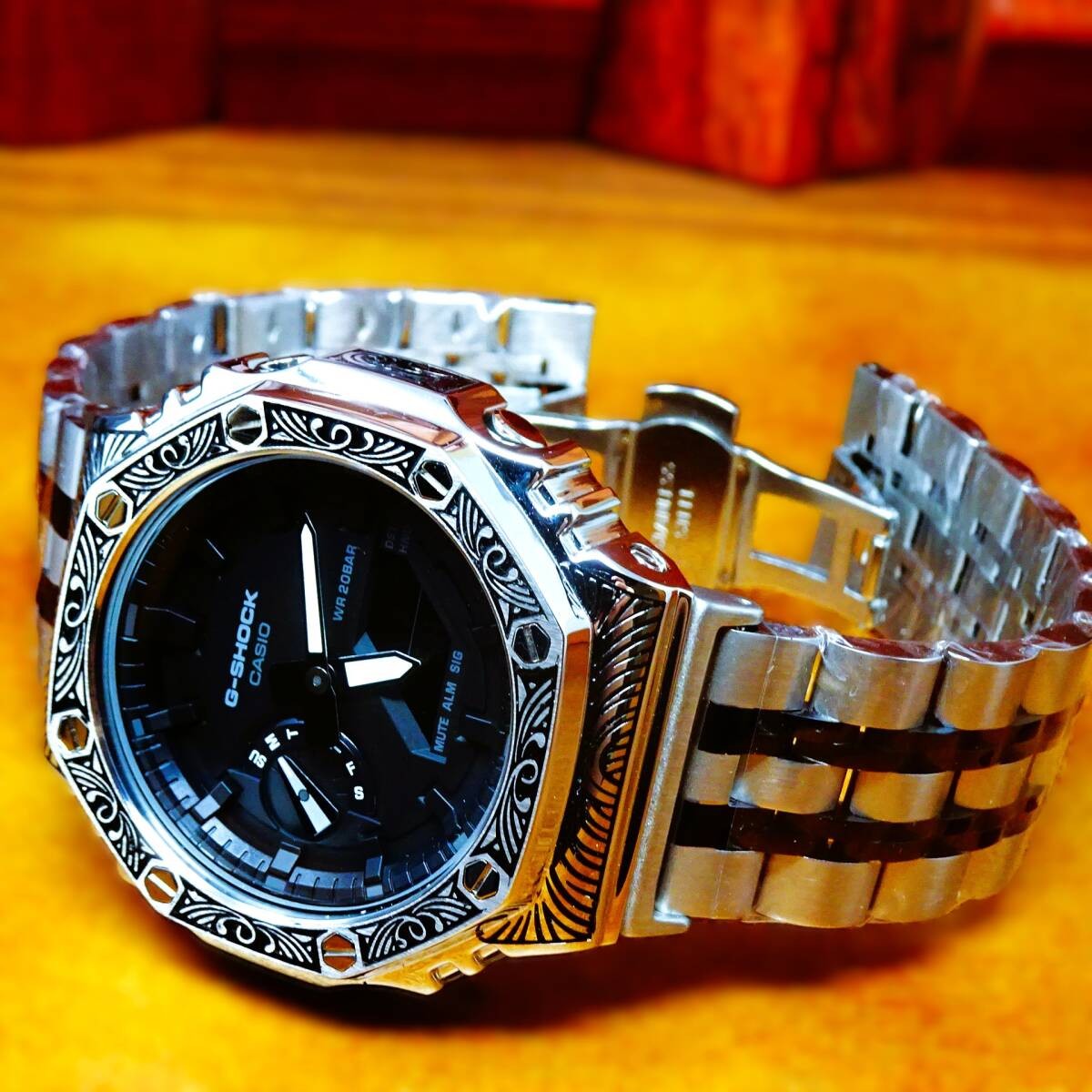 〓New〓mod Casioak〓G-Shock custom watch with body GA2100 Stainless steel Venetian