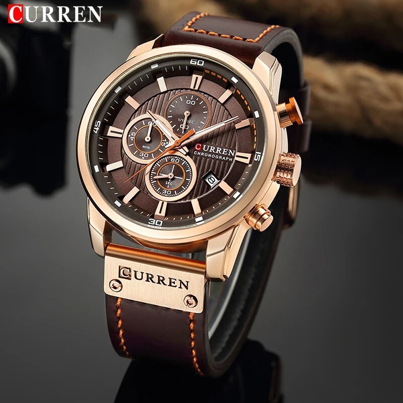 Curren Chronograph Stylish 3ATM Sport Leather Men’s Watch