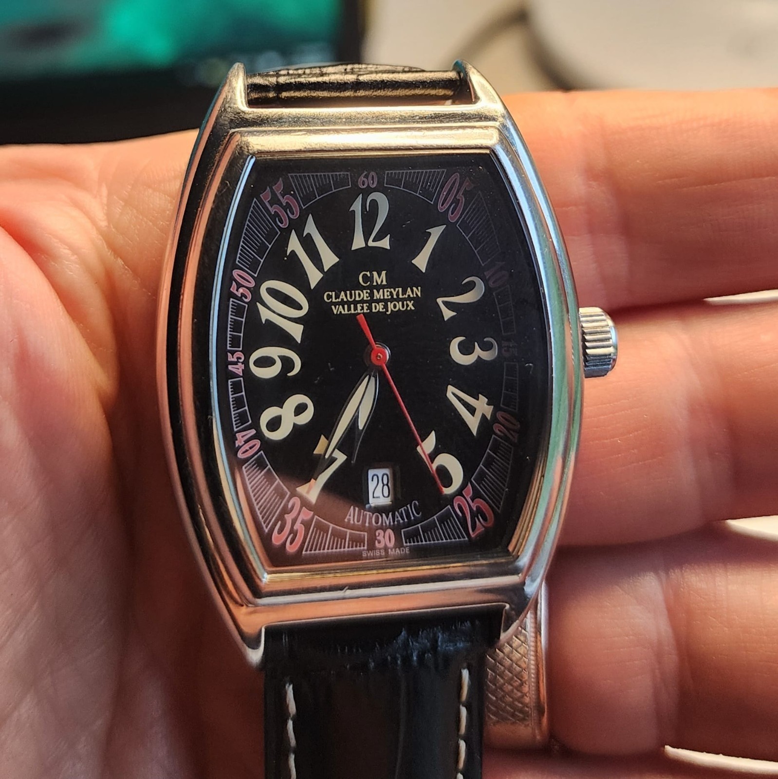 Claude Meylan Tonneau Valle de Joux Automatic Stainless Sapphire Crystal