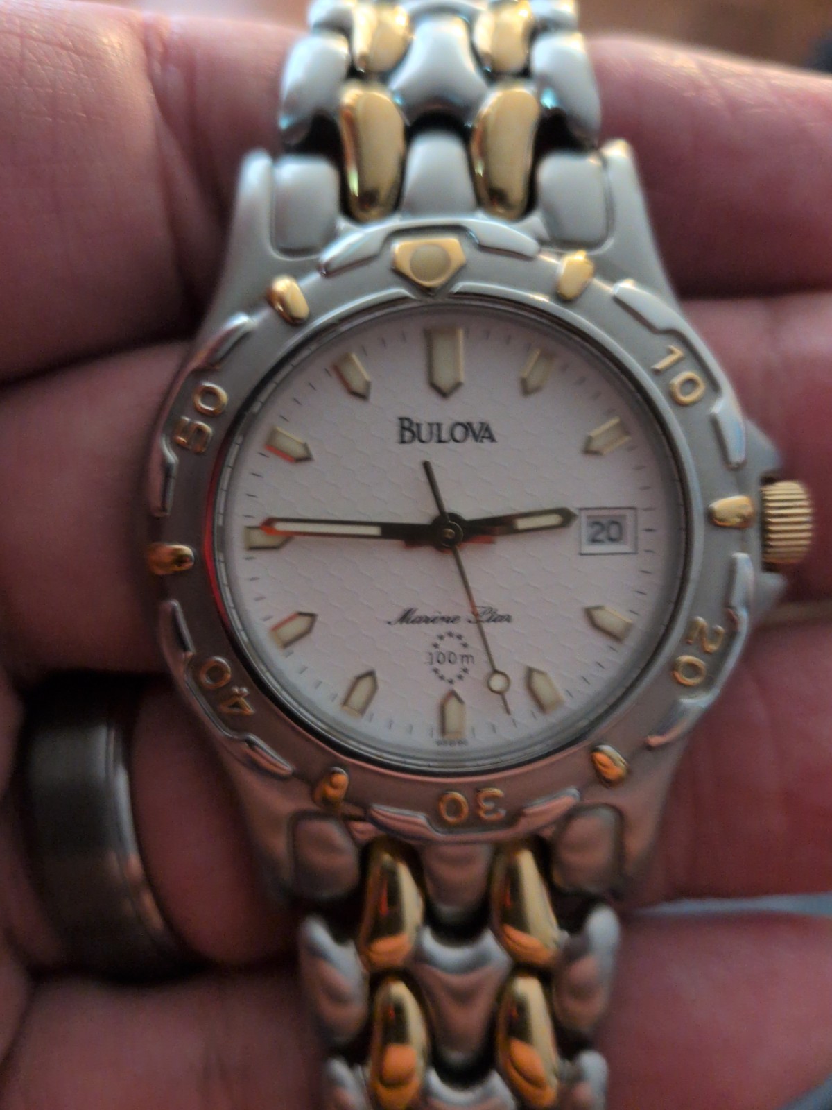 Vintage Men’s Bulova Marine Star Watch. Quartz MVMT WR 100. New Battery. Working