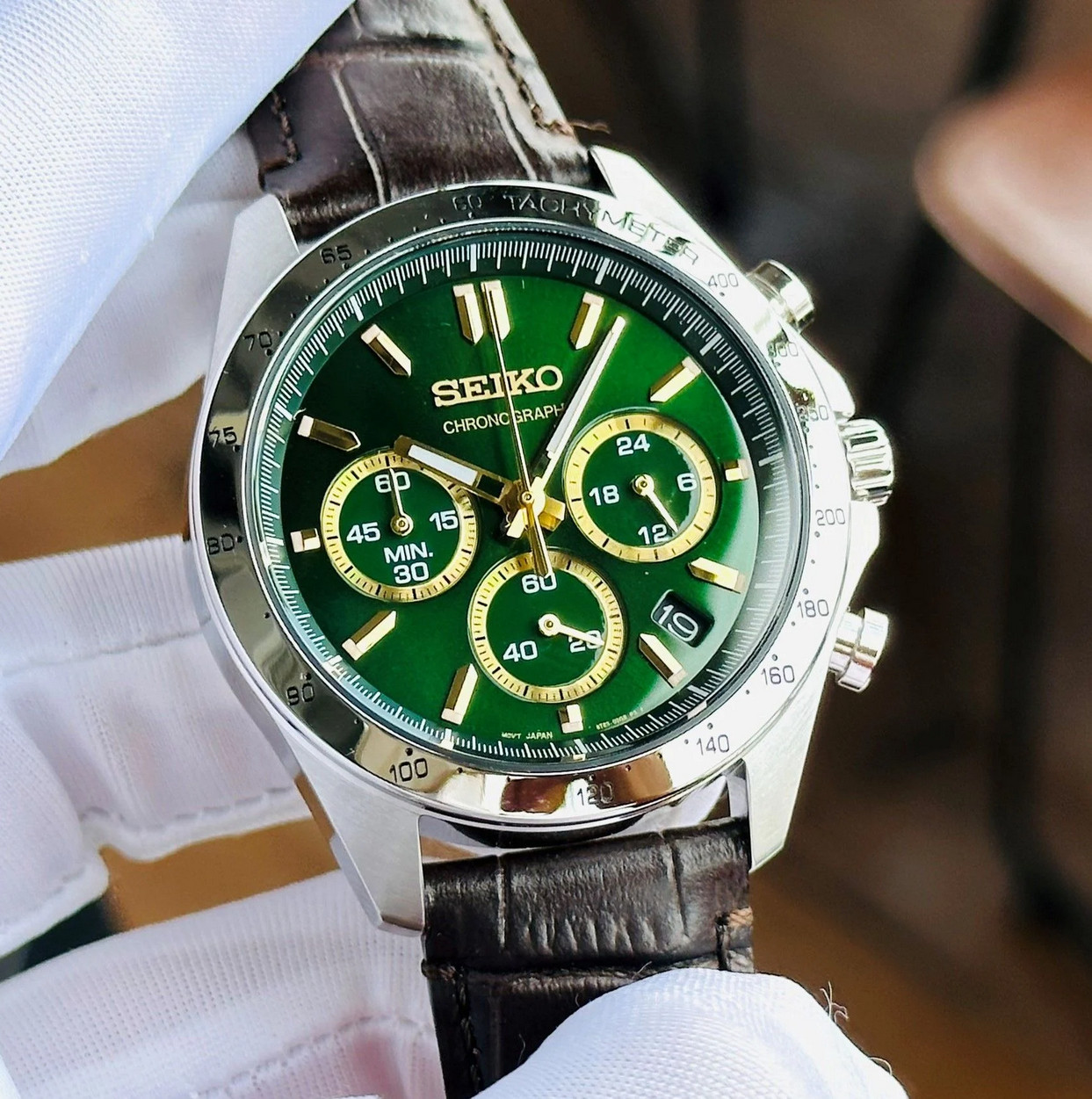 Seiko Spirit SBTR017 Chronograph Green Dial Stainless Steel Men’s Watch