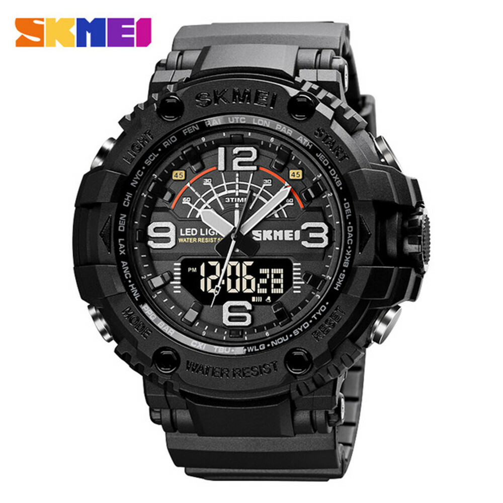 SKMEI Men’s LED Digital Military Watch Silicone Band Large Dial Wristwatch