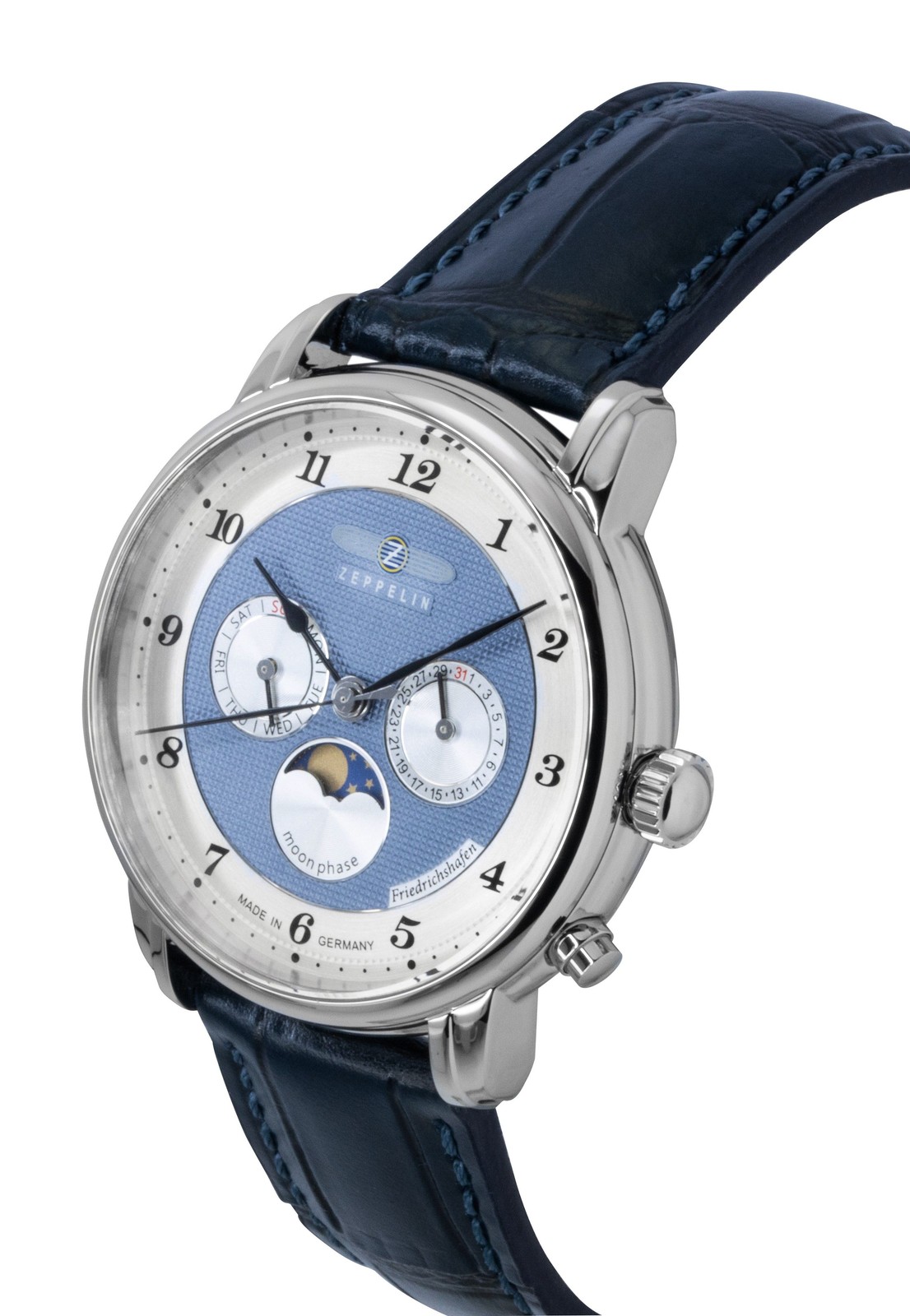 Zeppelin Friedrichshafen Blue Leather Strap Blue Dial Quartz 85363 Men’s Watch