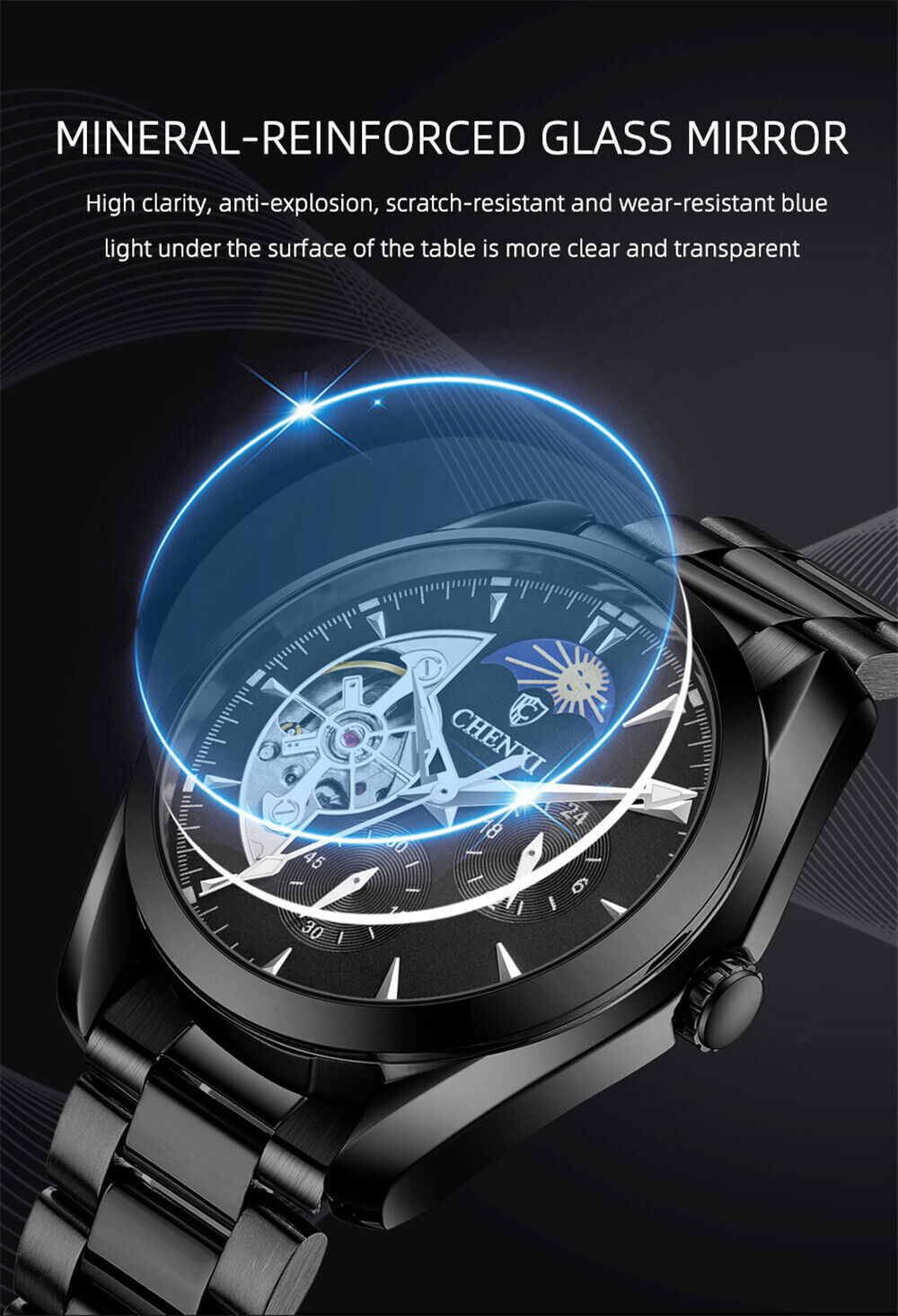 CHENXI Mechanical Automatic Watch Full Steel Watch for Business Male Wristwatch