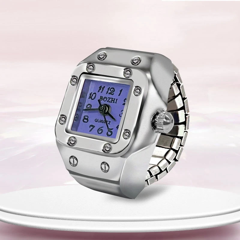 Ring Watch New Hot Selling Creative Alloy Shell Finger Square Dial Couple Men