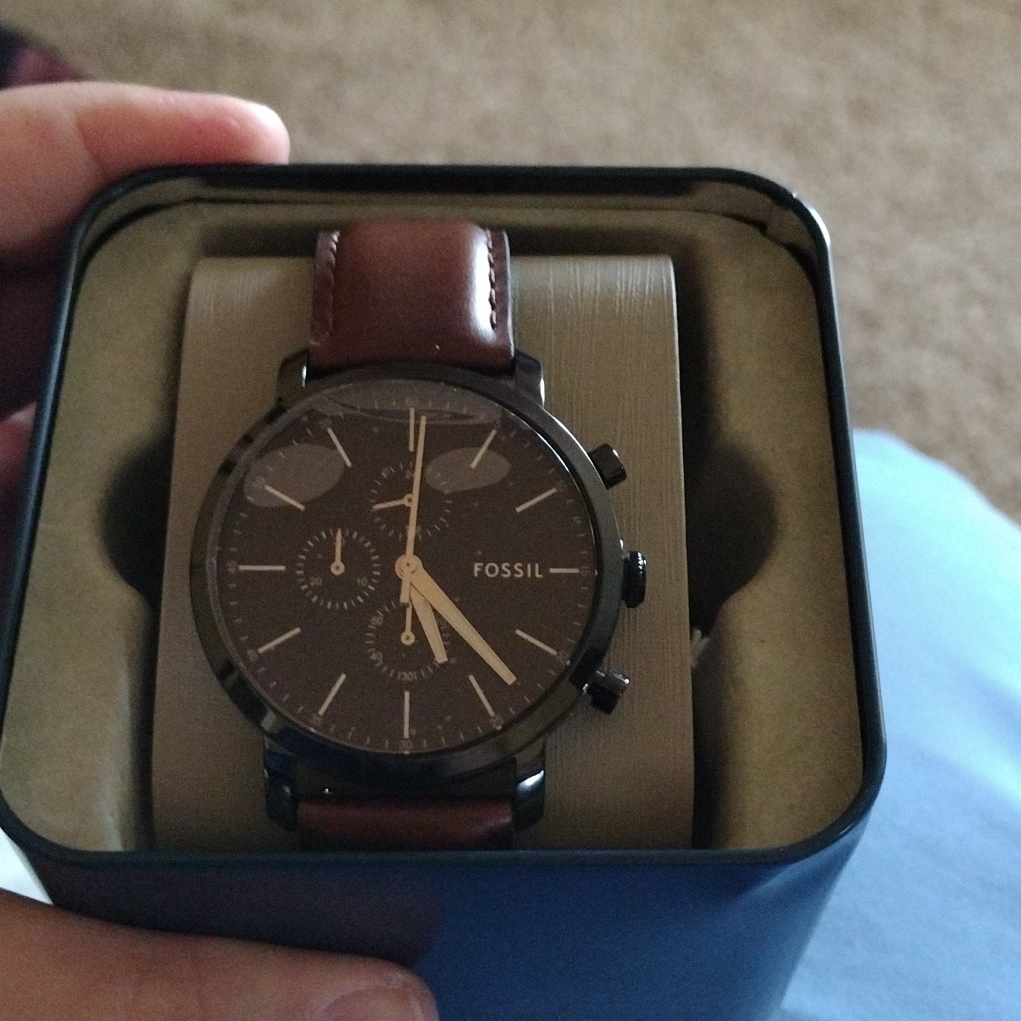 Fossil Luther Brown Leather Black Chronograph BQ2461 Men’s Watch