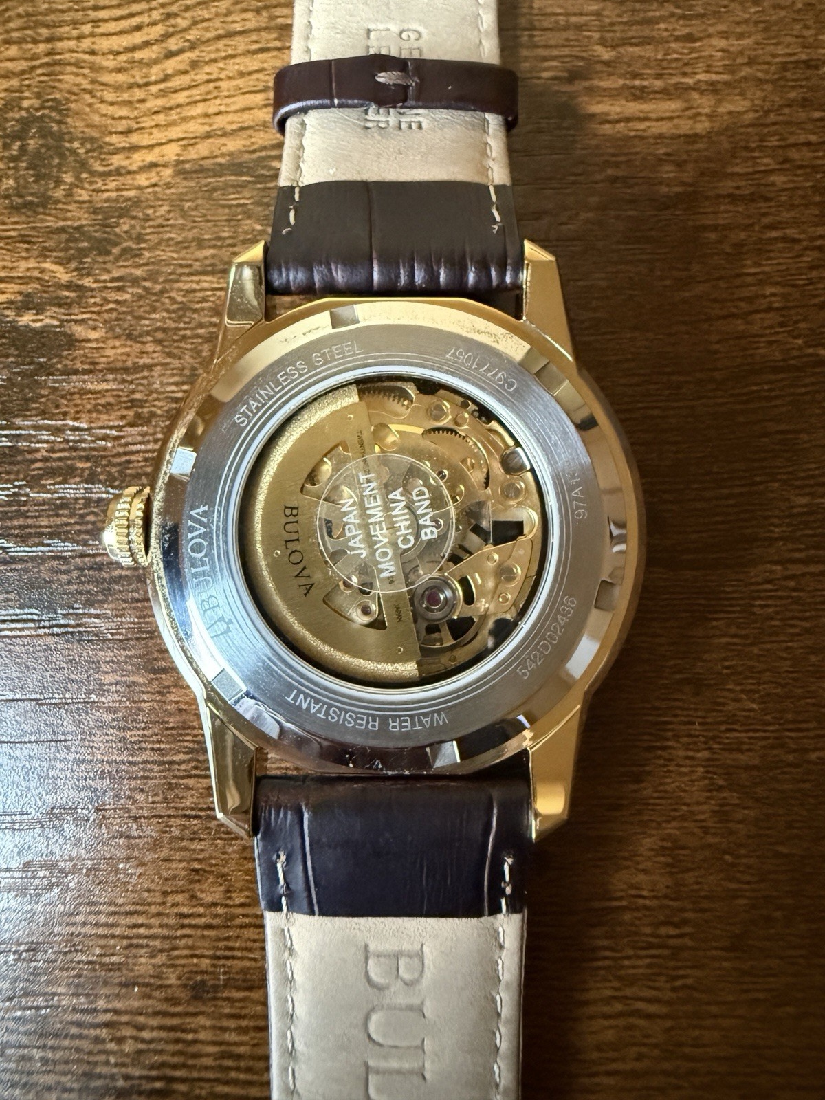Bulova Men’s Classic Sutton Automatic Skeleton Brown Leather Watch 97A138