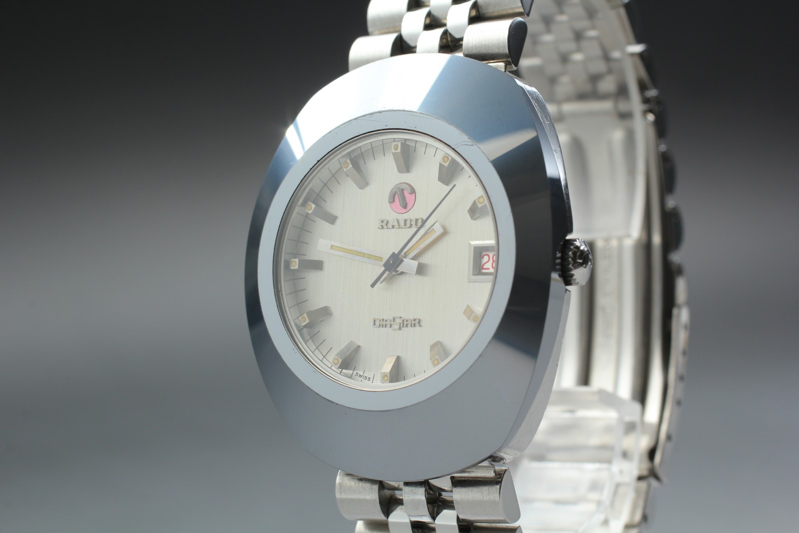 *Near MINT* Vintage RADO DIASTAR 1/E Silver Date 35mm Mens Automatic Watch JAPAN