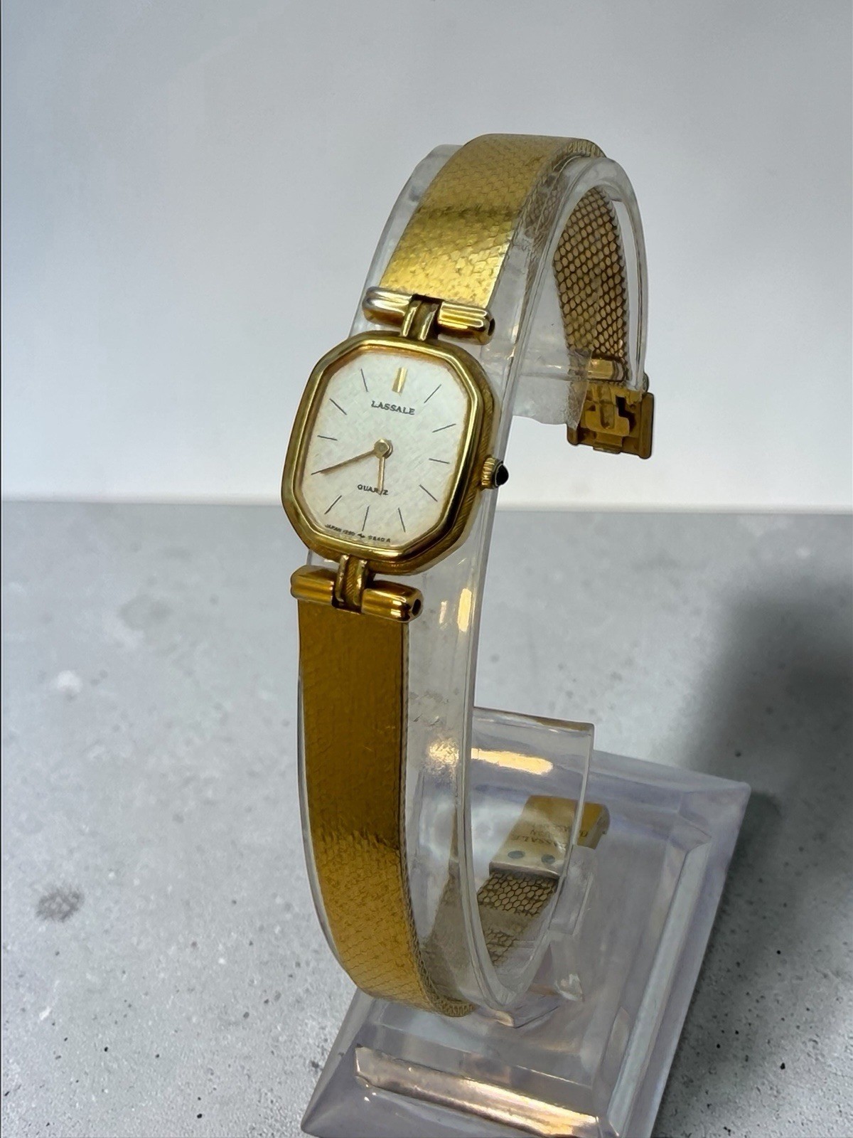 Lassale Gold Plated Rectangle Analog Dress Wristwatch 7.5in 1970-80