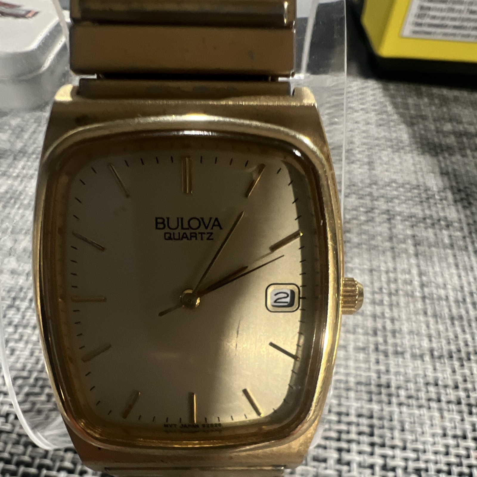 Bulova Quartz Men’s Dress Gold Dial Cushion 36-39.9mm Date
