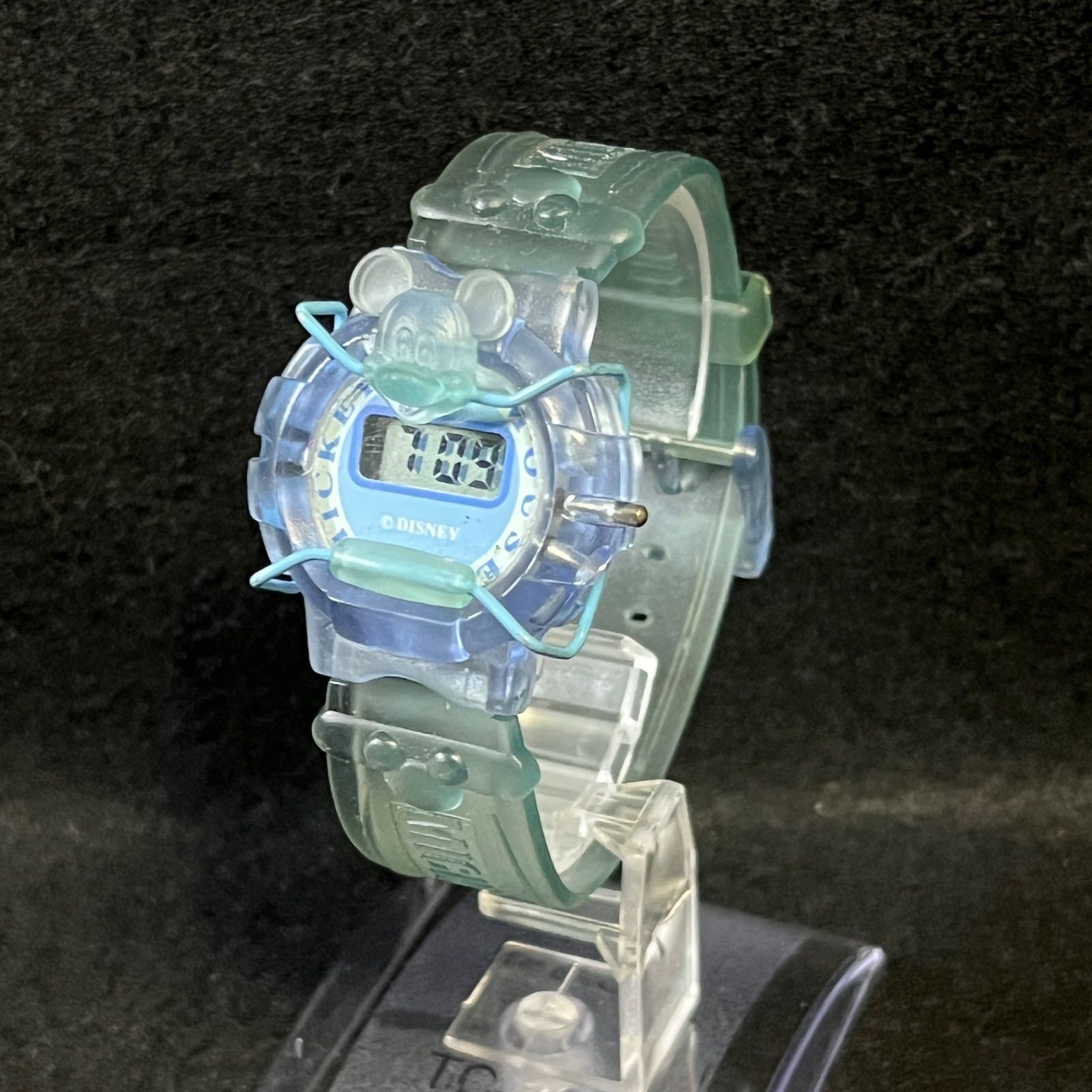 Operational Item Disney Mickey Mouse digital wristwatch light blue confirmed to