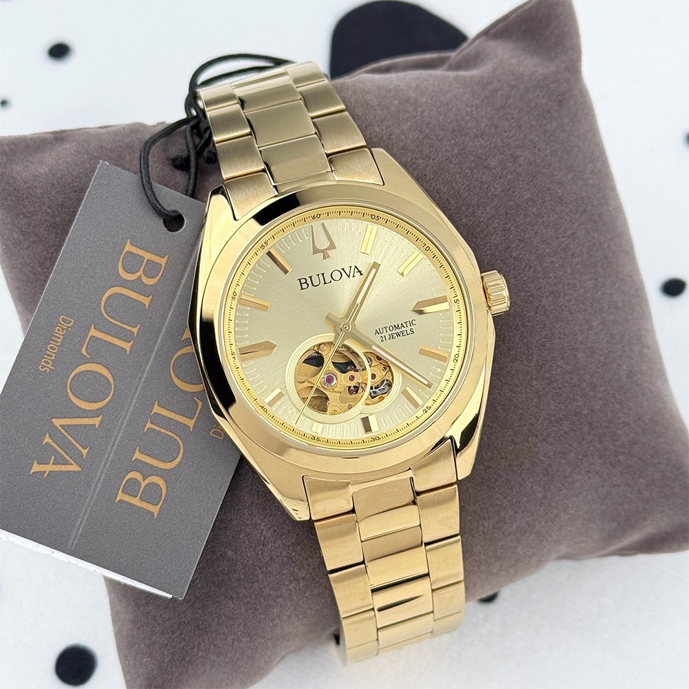 Bulova 97A182 Surveyor 39mm Gold Tone Dial Stainless Steel Automatic Men’s Watch