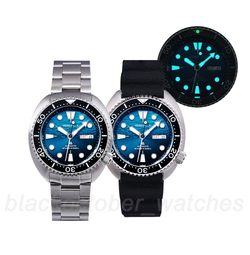 Heimdallr Sharkey 6105 Willard NH36 Day Date Automatic Watch Turtle Diver 45mm