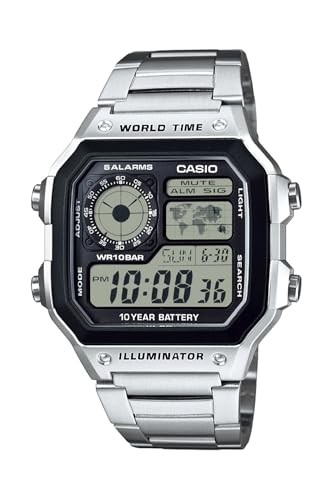 CASIO AE-1200WHD-1AJF World Time Digital Watch Silver 10 Year Battery JDM New