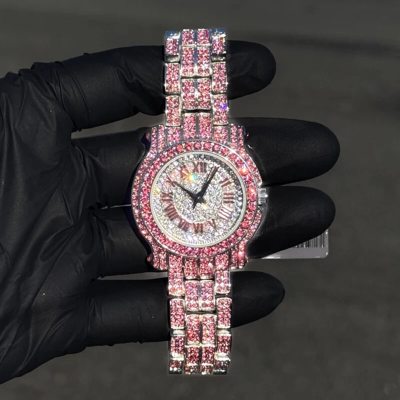 Women’s 35mm Vibrant Diamond Watch with Iced Roman Dial – Quartz Movement