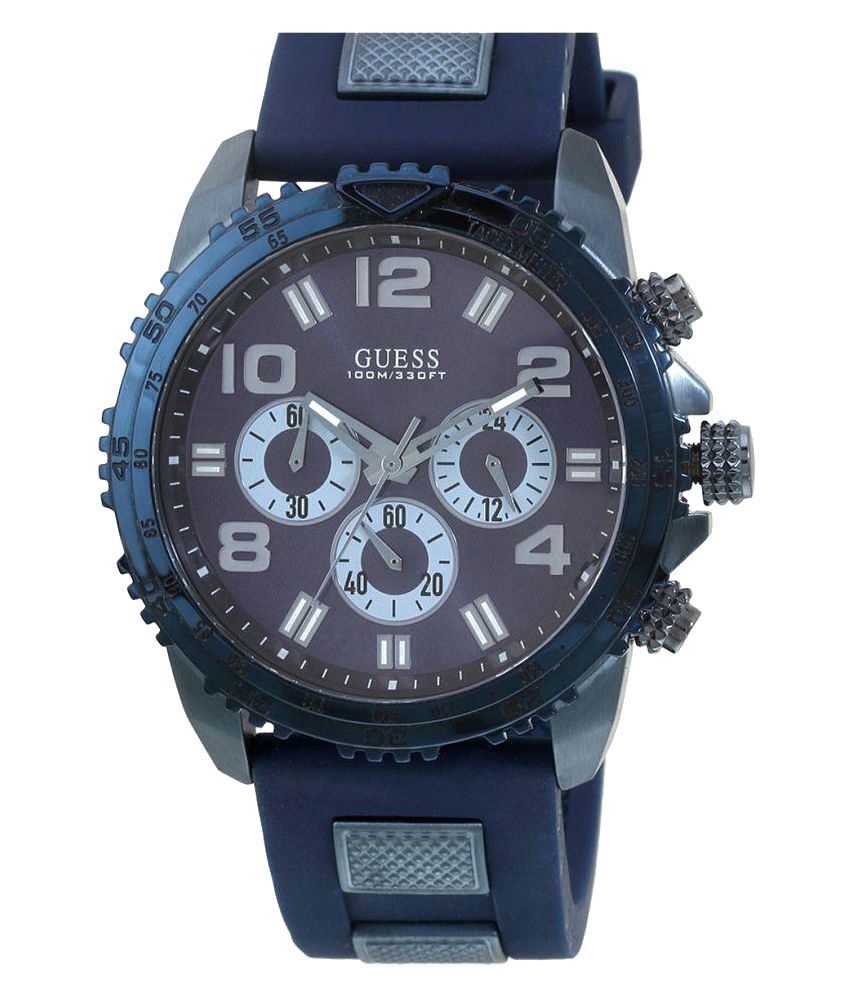 Guess Chronograph Multicolor Dial Men’s Blue Silicone Dial Strap Watch W0599G4