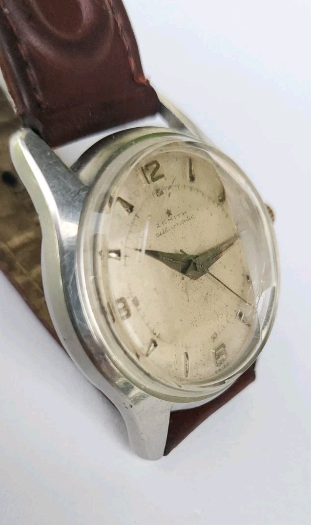 VINTAGE 1950’S ZENITH AUTOMATIC BUMPER S STEEL MEN’S 35mm SWISS WATCH CAL 133.8