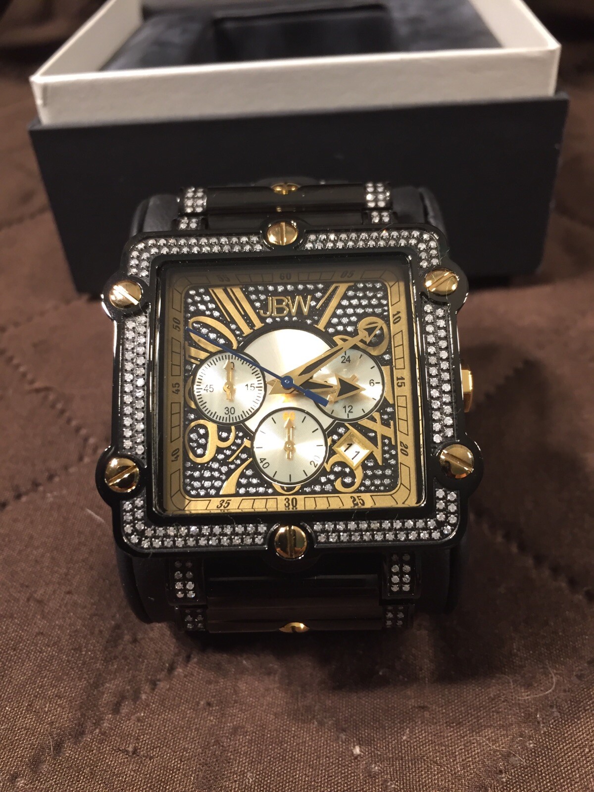 $1825 Phantom Black Chronograph Crystal Dial Diamond Men’s Watch JB-6215-238-F