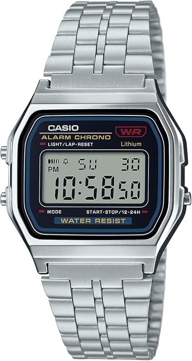Casio A159WA-N1JH Collection Digital Mens Silver Gray Dial Made in Japan Watch