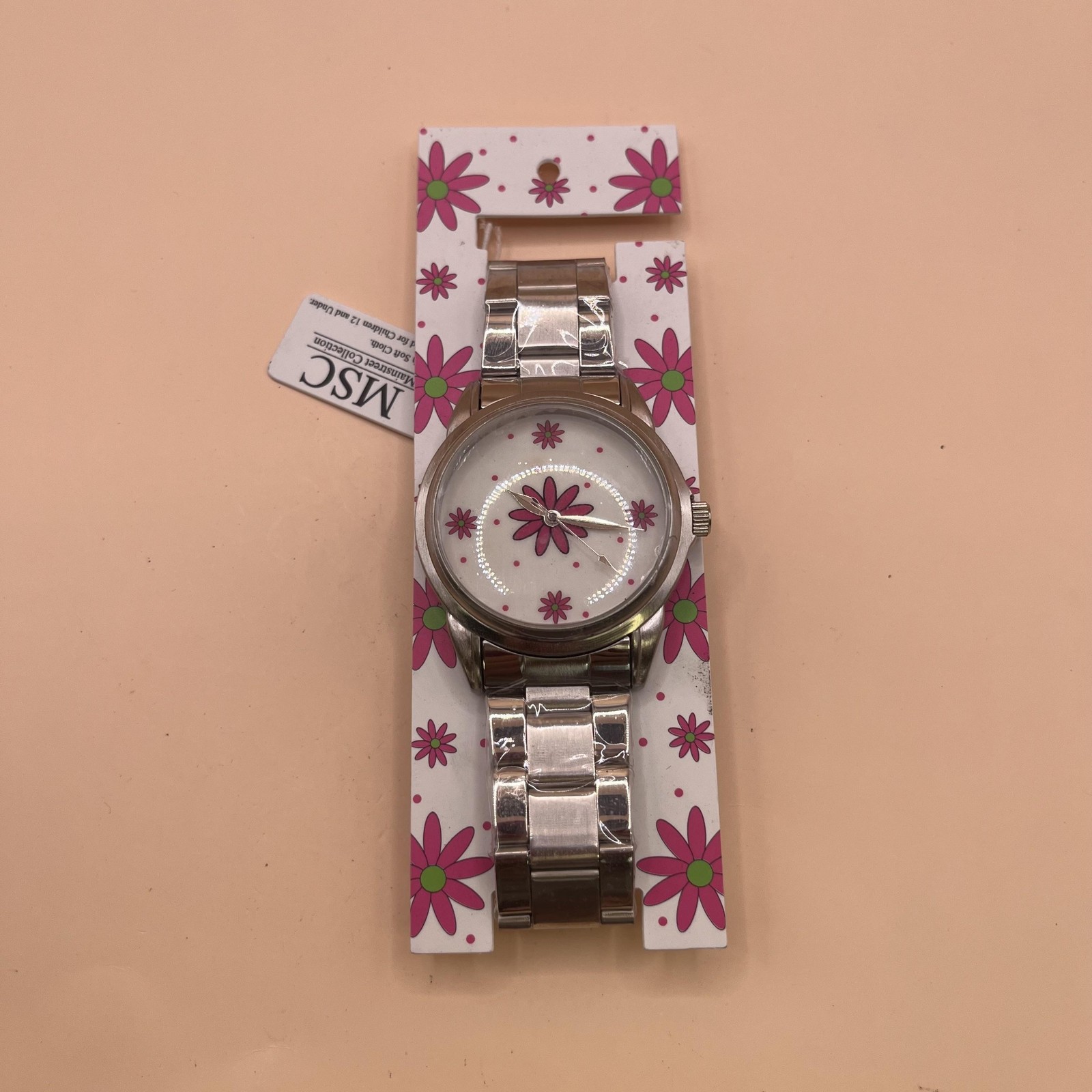 MSC Mainstreet Collection Womens Watch Silver Tone Floral Dial Quartz Analog