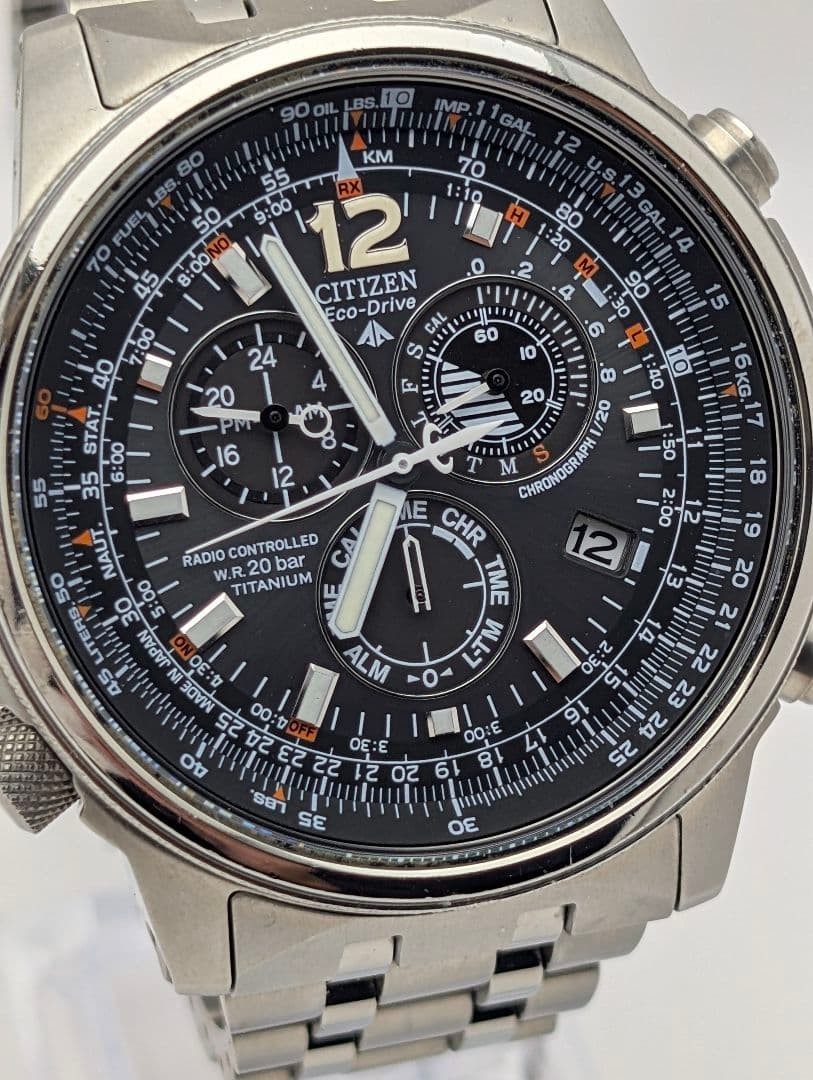 CITIZEN PROMASTER Pilot Watch Quartz 43.5mm Titanium Rotating Slide Rule
